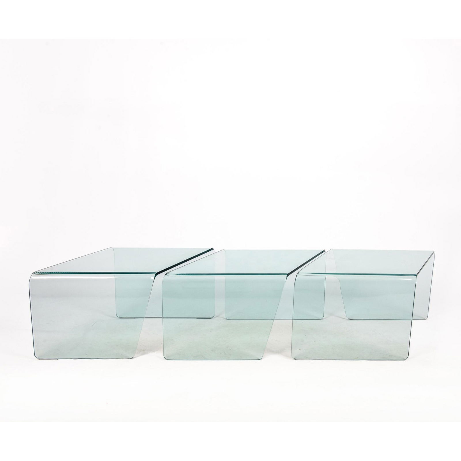 Three Pieces Modernist Honeycomb Cut Glass Coffee Table (1 of 5)