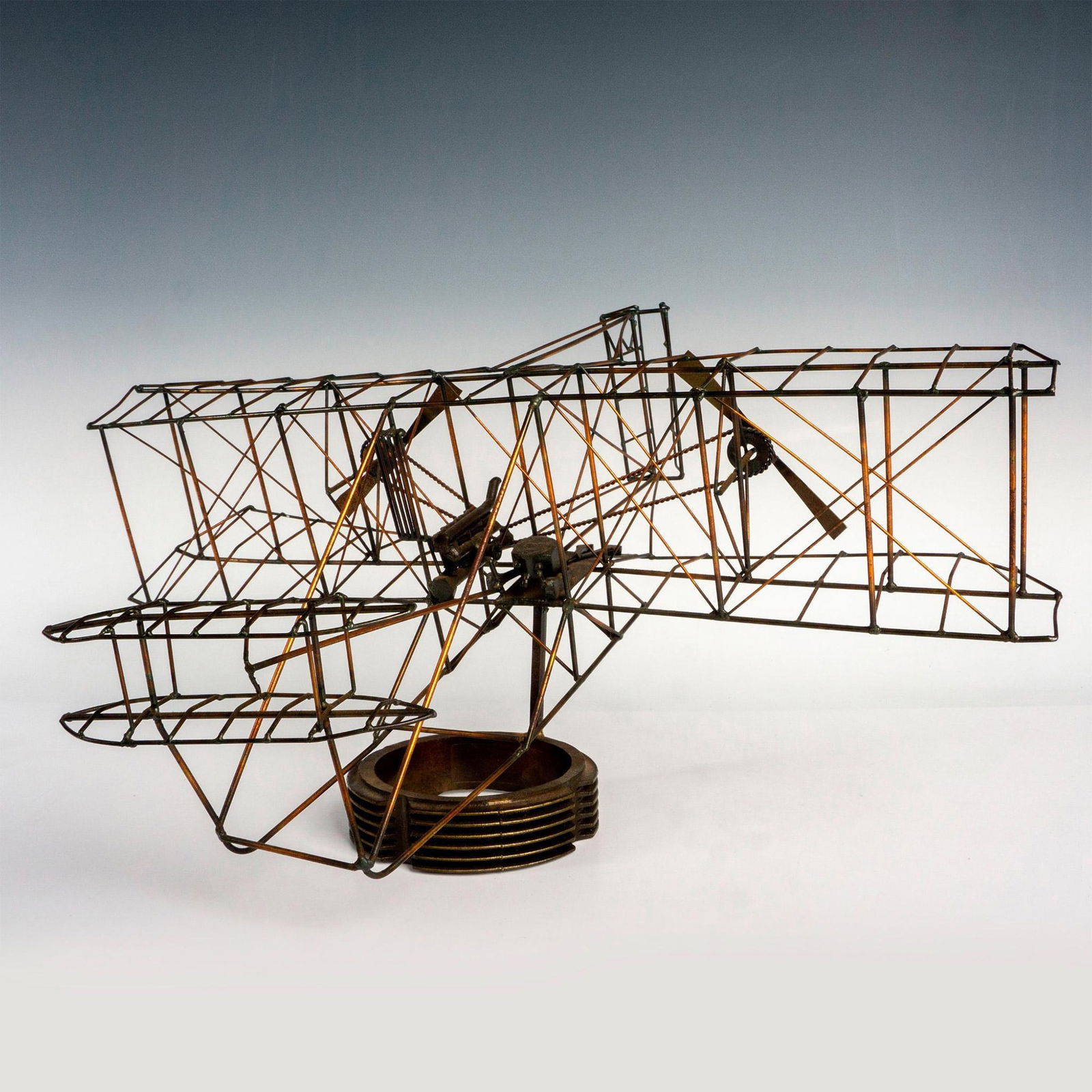 Vintage Metal Wire Biplane Model Sculpture (1 of 2)