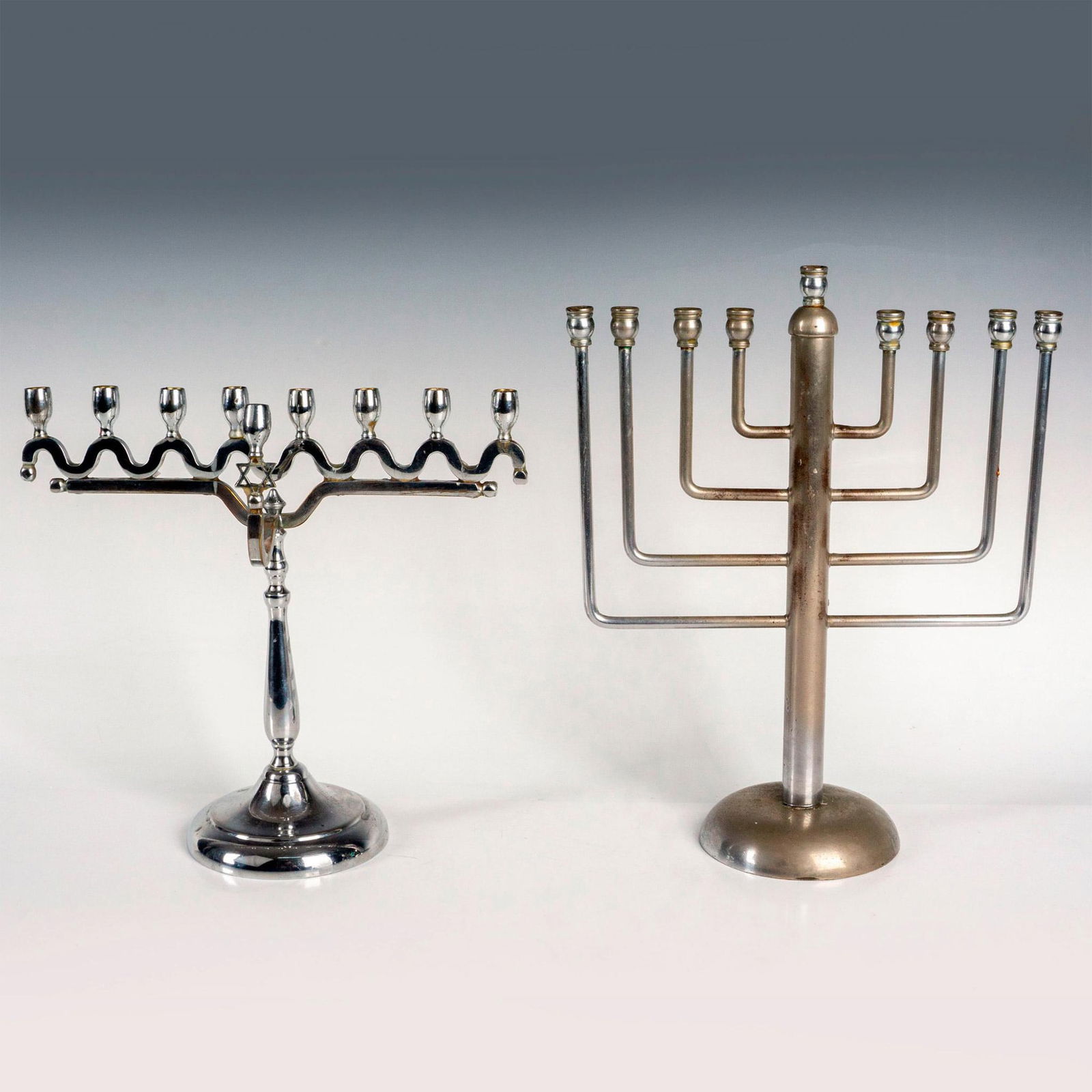 2pc Vintage Art Deco Metal Menorahs (1 of 3)