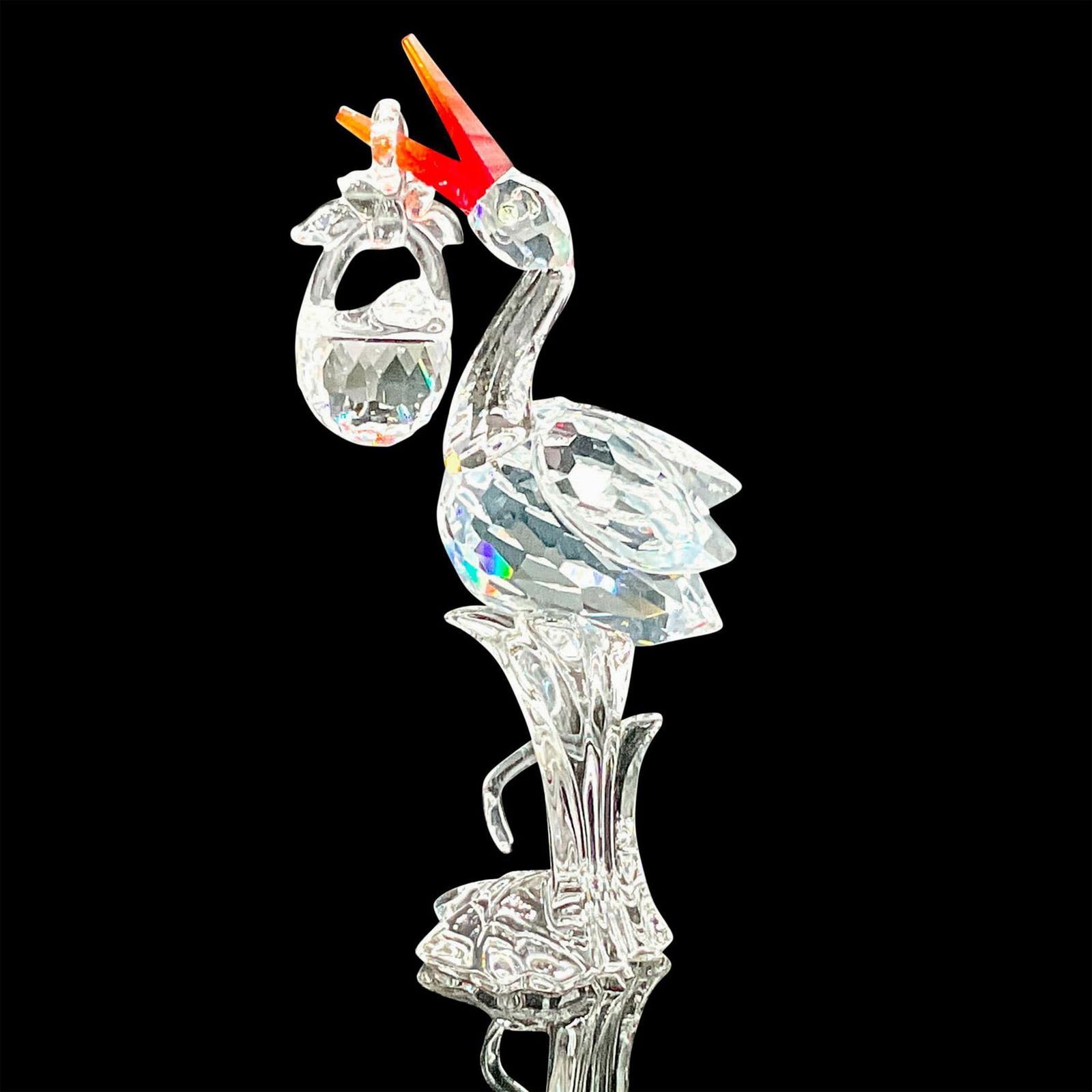 2pc Swarovski Crystal Figurines, Stork with Baby (1 of 3)