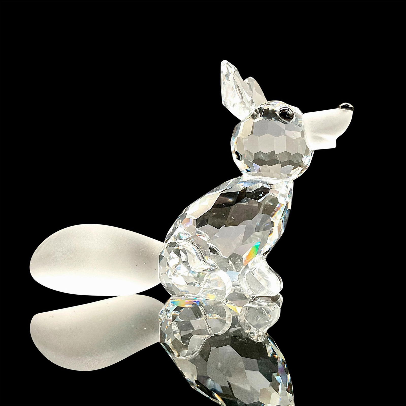 Swarovski Silver Crystal Miniature Figurine, Sitting Fox (1 of 4)