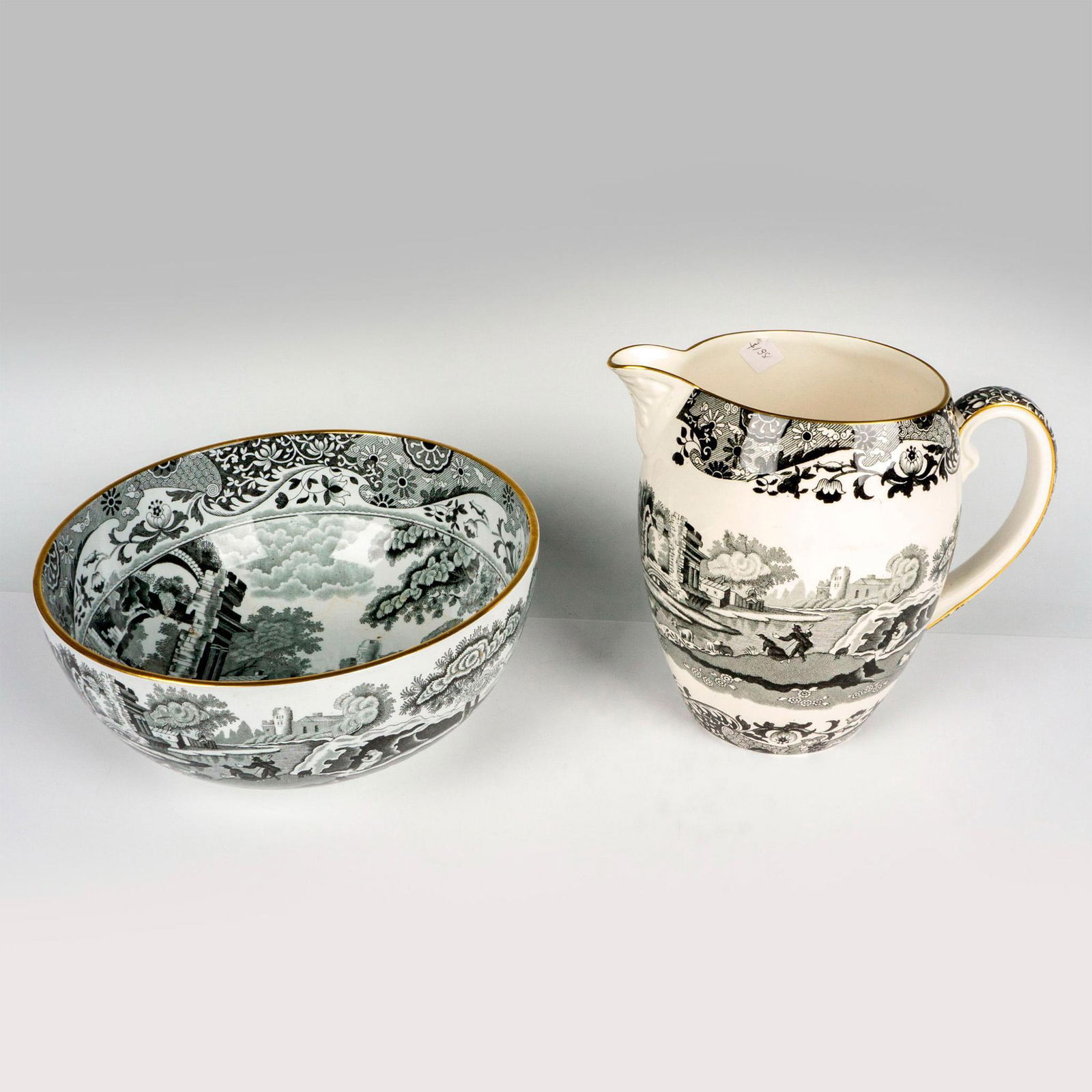 2pc Copeland Spode's Porcelain Bowl and Pitcher, Italian (1 of 3)