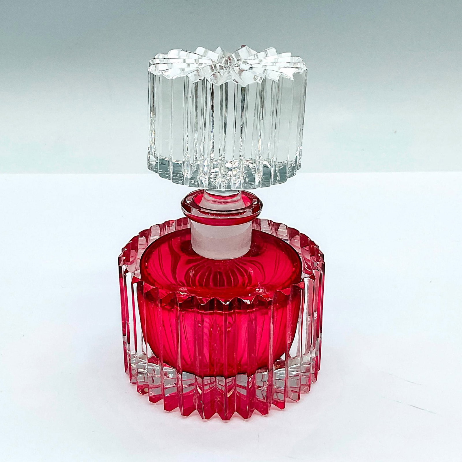 Vintage Glass Red Perfume Bottle with Stopper (1 of 4)