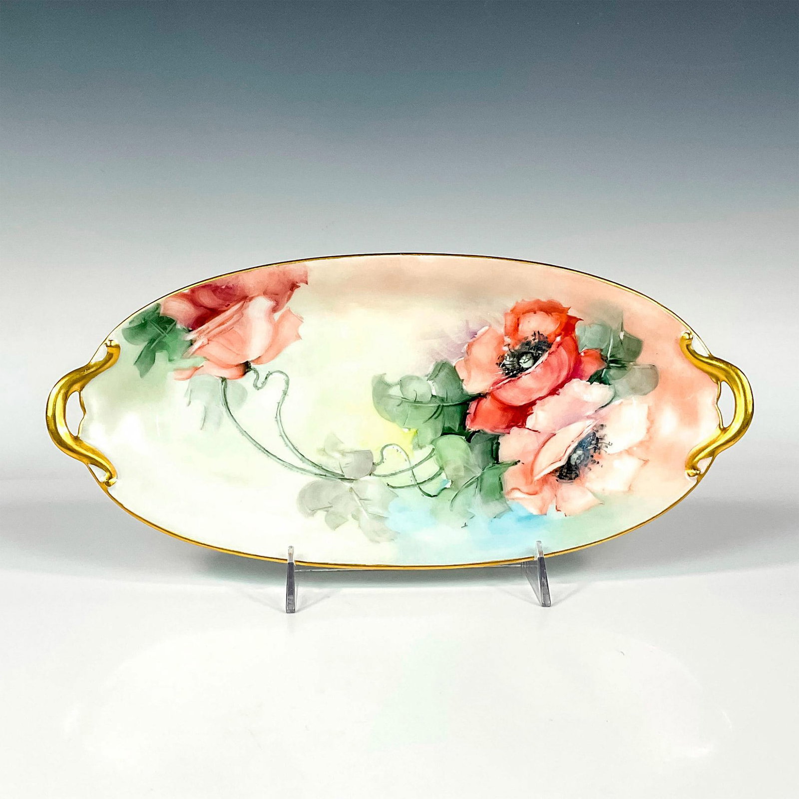 Gerard, Dufraisseix & Abbot French Porcelain Poppy Gilt Tray (1 of 2)