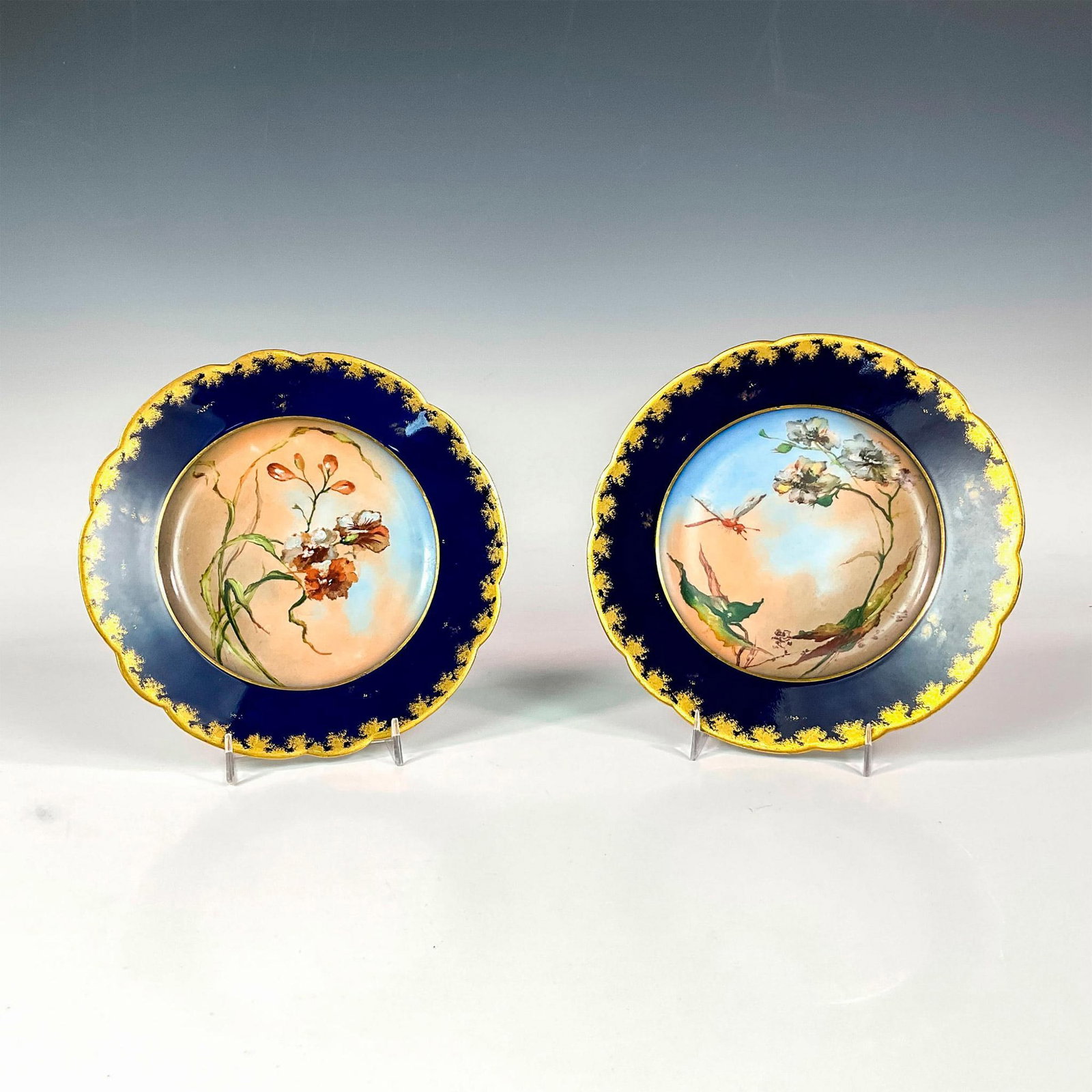 Pair of Haviland & Co. Porcelain Cobalt Plates (1 of 2)