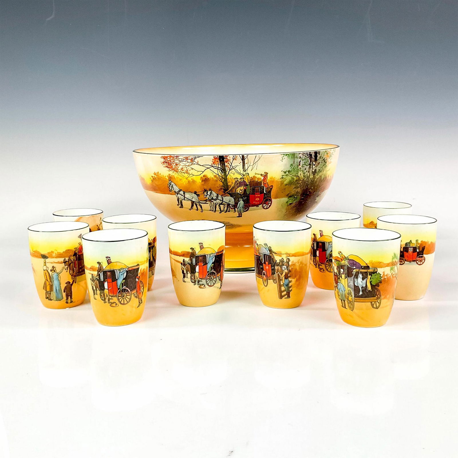Royal Doulton Seriesware Punch Bowl and Cups, Coaching Days (1 of 3)