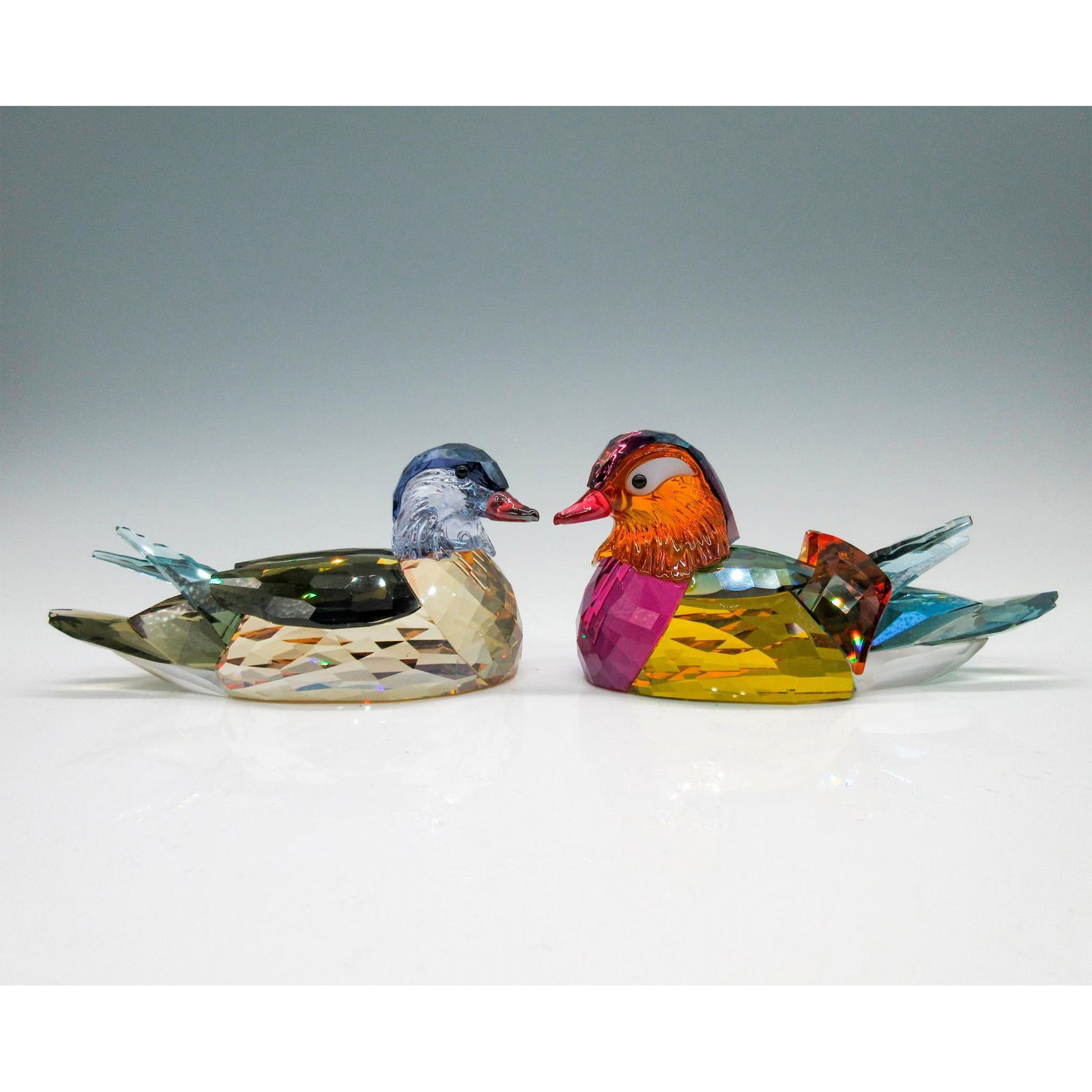 2pcs Swarovski Crystal Figurines, Family Mandarin Ducks (1 of 3)