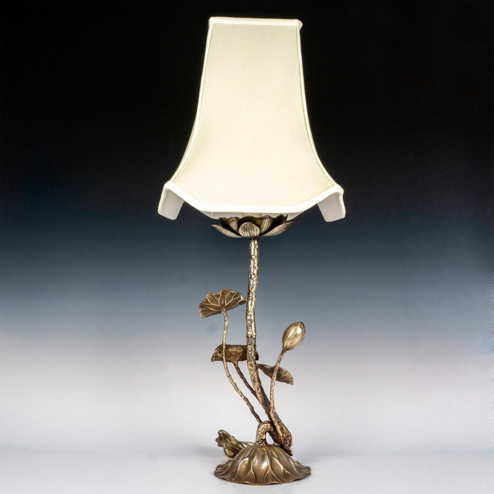 Art Nouveau Silvered Bronze Figural Lotus Table Lamp (1 of 4)