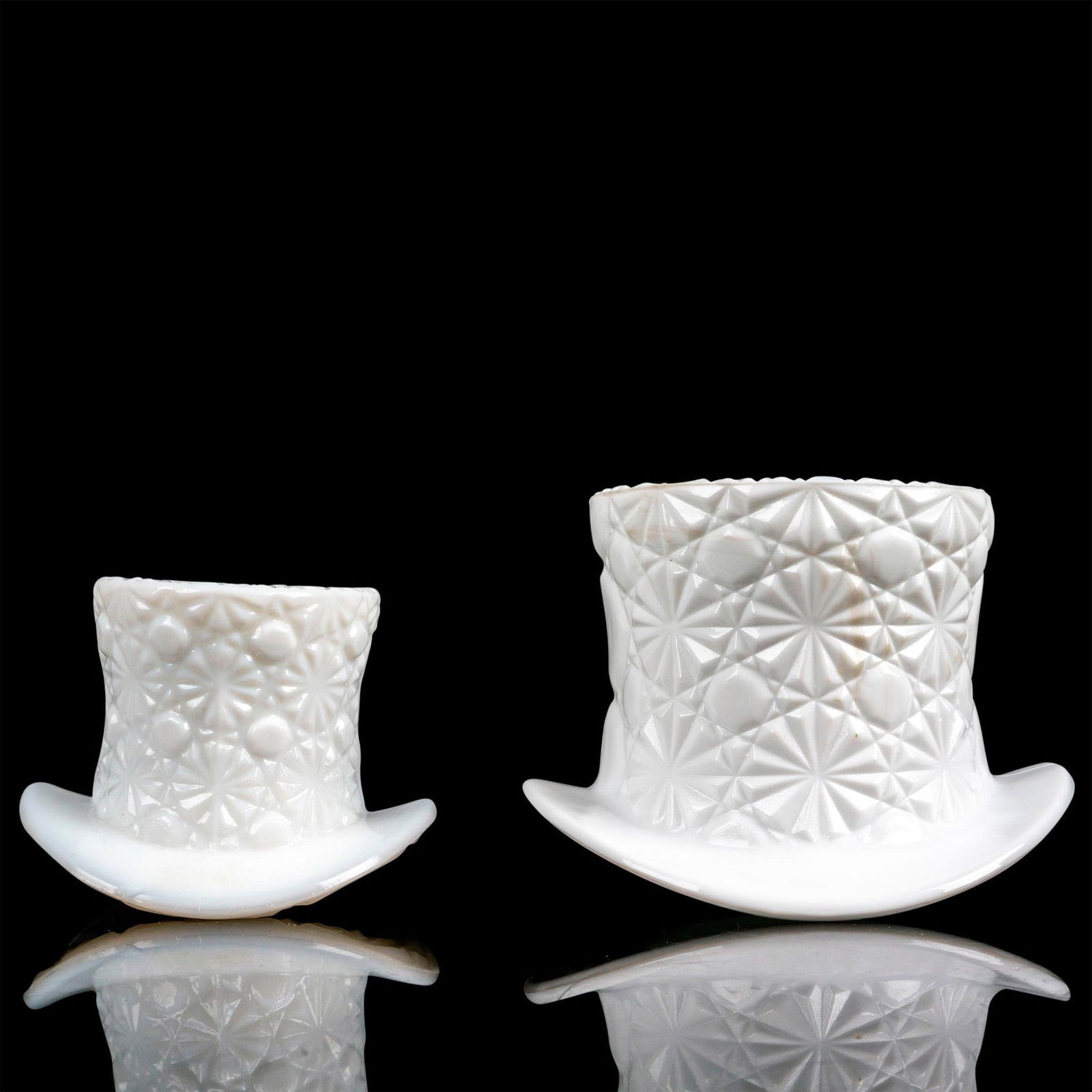 2pc Fenton Milk Glass Hat Toppers, Daisy and Button (1 of 3)