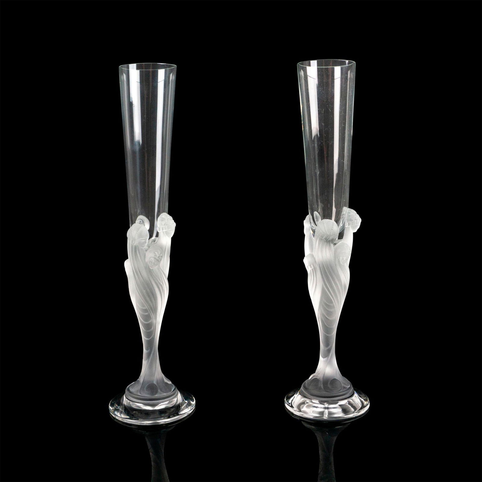 Pair of Erte Crystal Fluted Champagne Glasses (1 of 3)