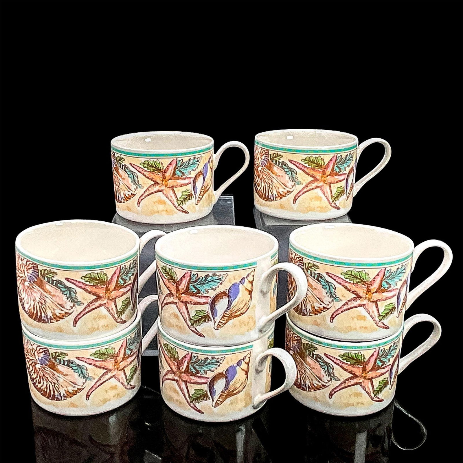 8pc Fitz and Floyd Beverage Mugs, Caribbean Pattern (1 of 4)
