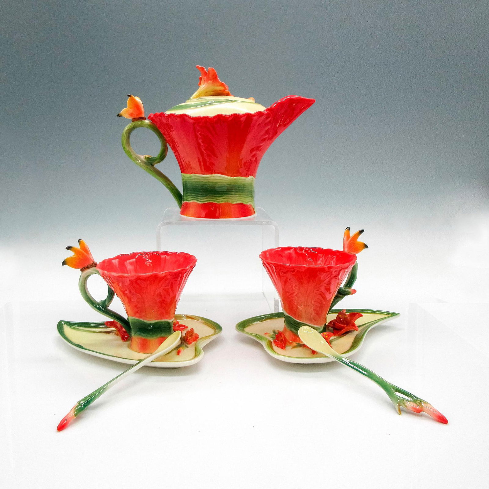 7pc Savoy Sculptured Porcelain Coffee Tea Service, Gladiola (1 of 3)