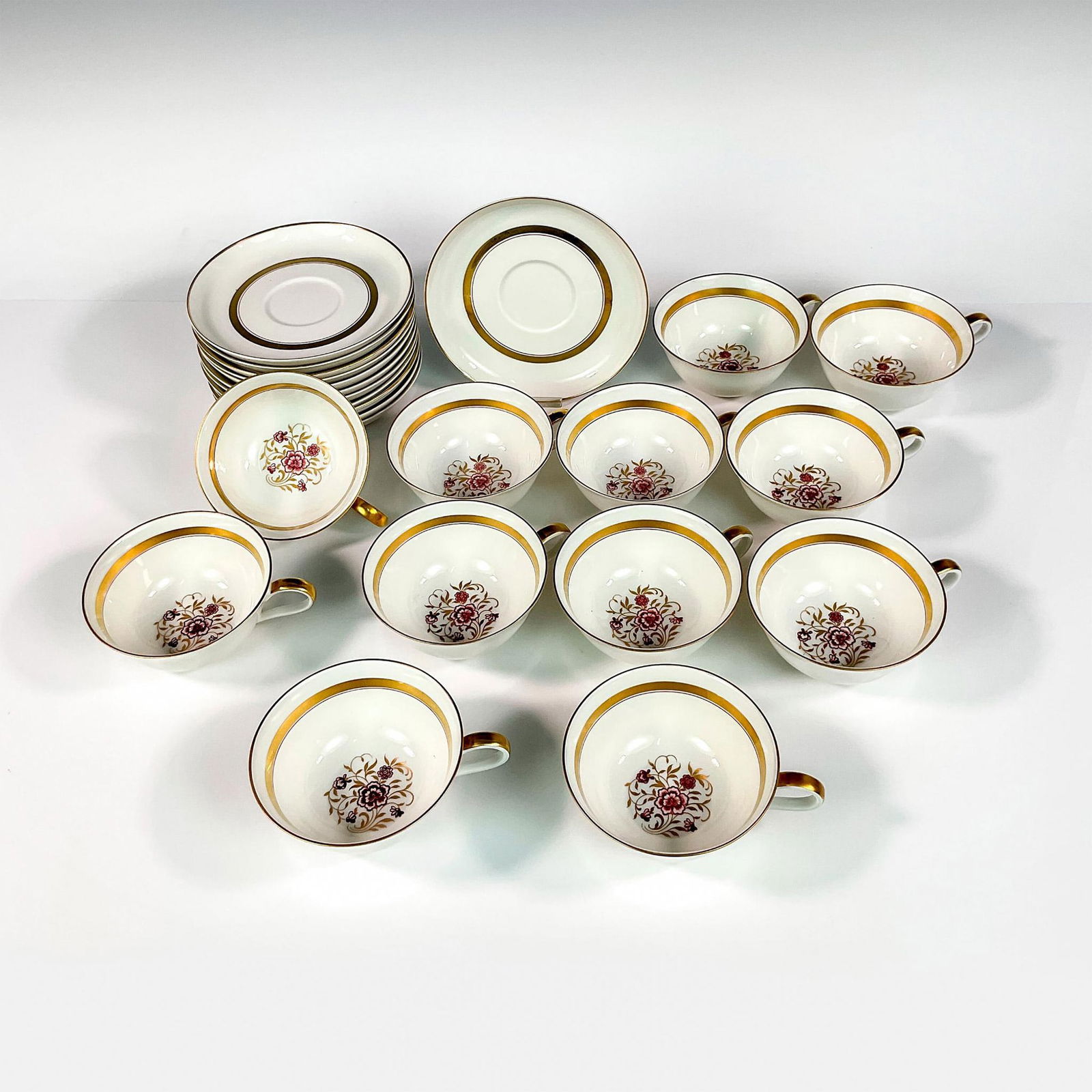 24pc Rosenthal Porcelain Cup and Saucer Set, Helena Pattern (1 of 4)