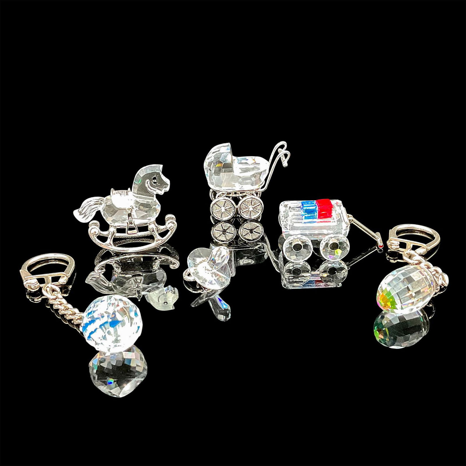 8pc Vintage Swarovski Crystal Mini Figurines and Key Chains (1 of 2)