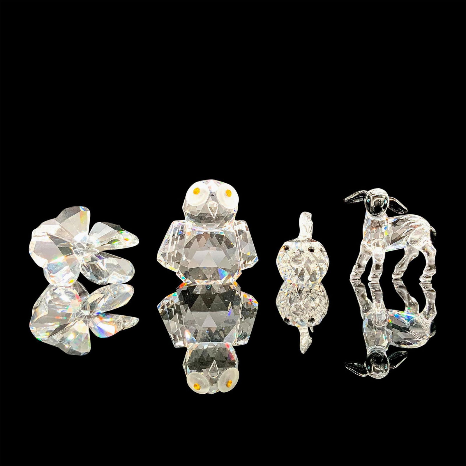 4pc Crystal Figure Set, Owl, Lamb, Blowfish and Shamrock (1 of 3)