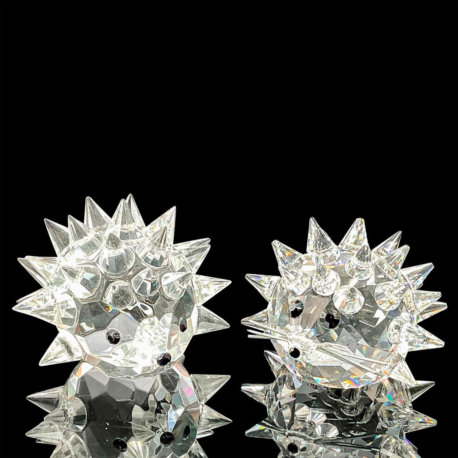 Pair of Crystal Glass Figurines, Hedgehogs (1 of 3)