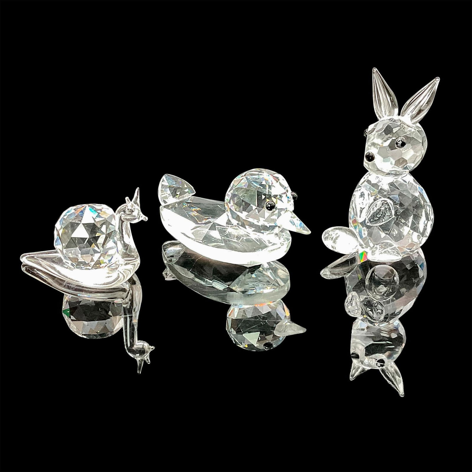3pc Crystal Figurines, Duck, Snail, and Rabbit (1 of 3)