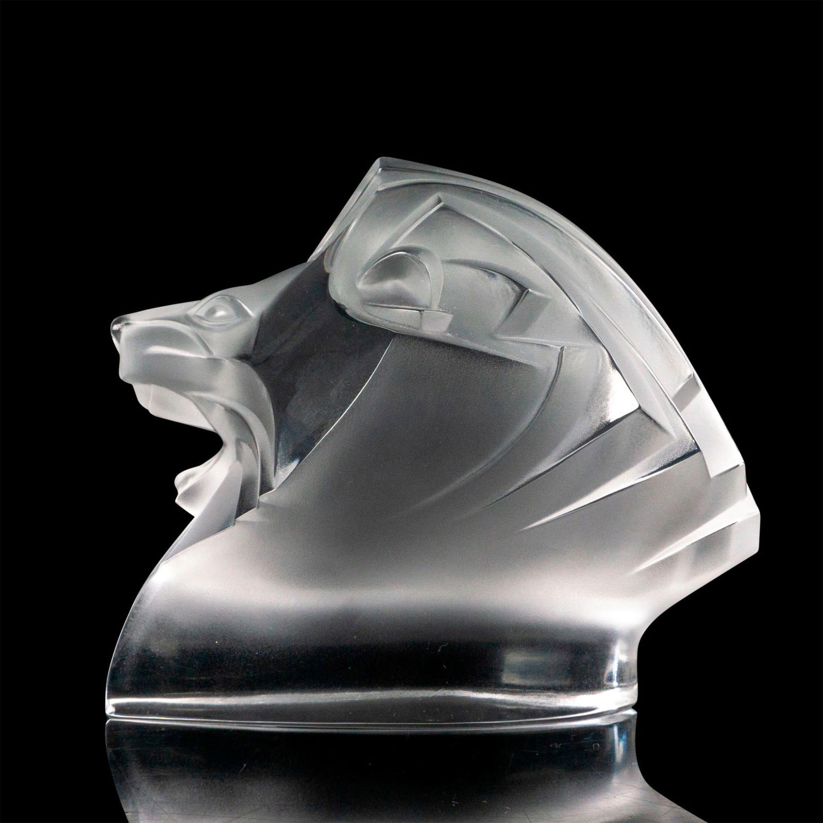 Lalique Crystal Paperweight, King Lion's Head (1 of 3)