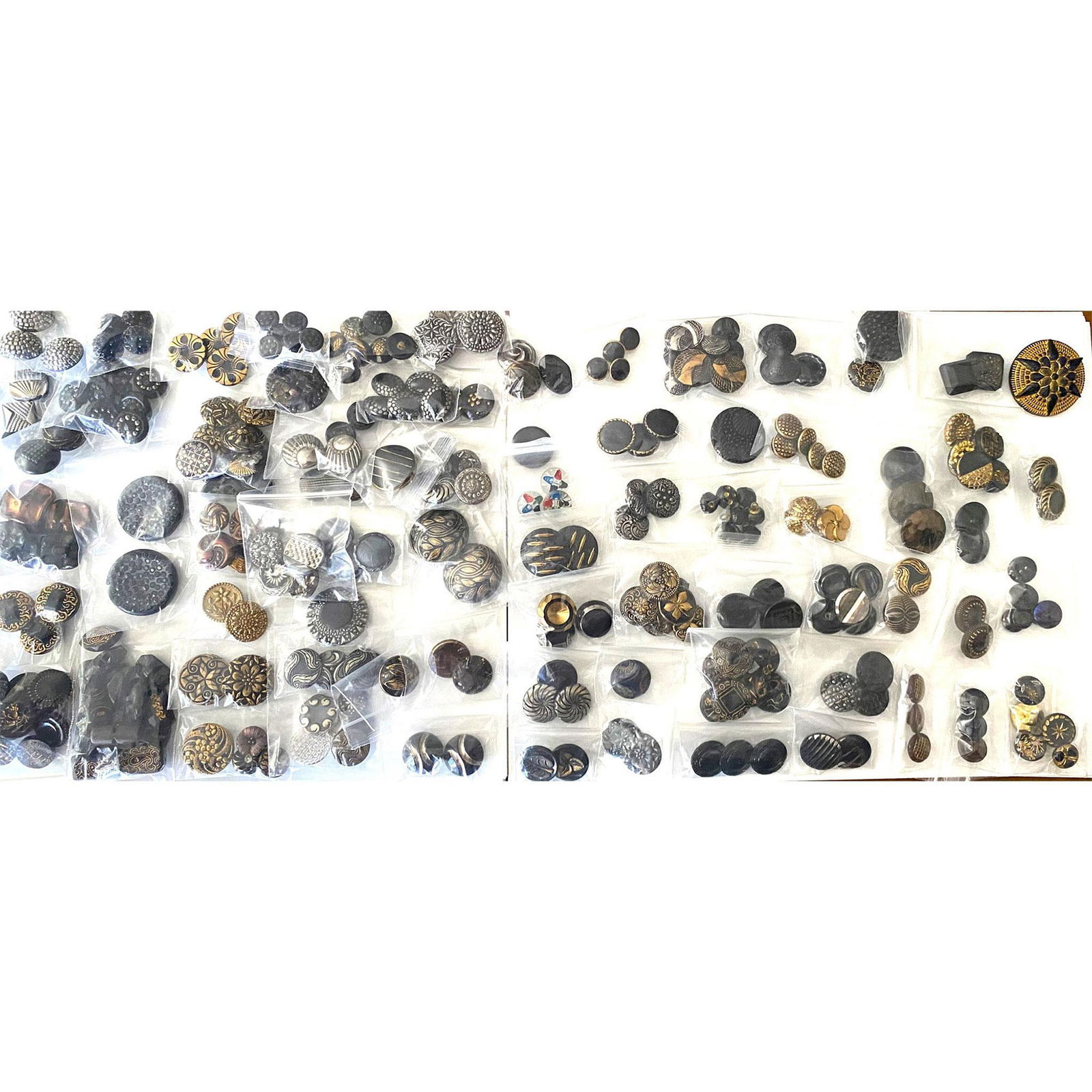 A Bag Lot of Assorted Black Glass Buttons (1 of 5)