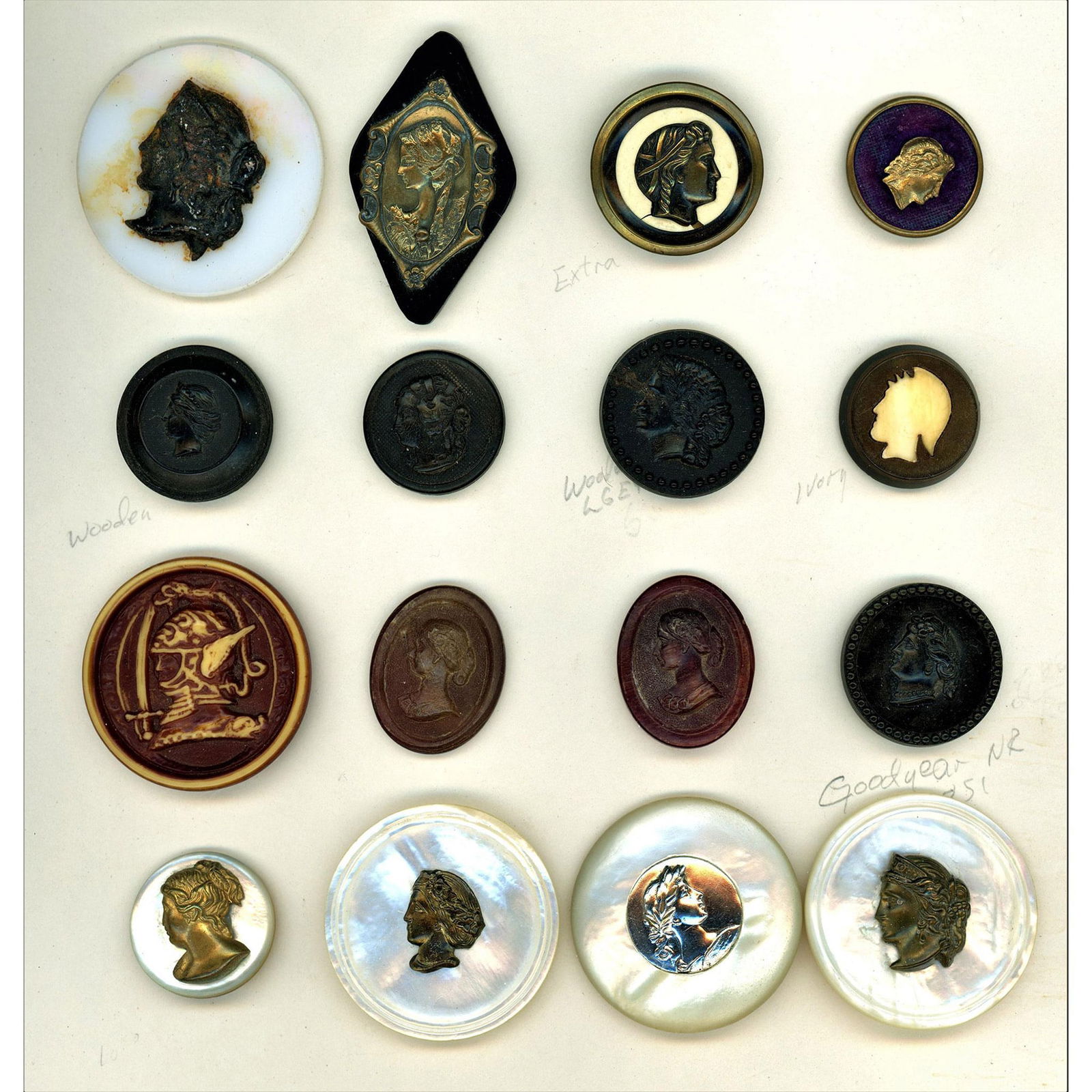 A Card of Division One & Three Head Buttons (1 of 4)