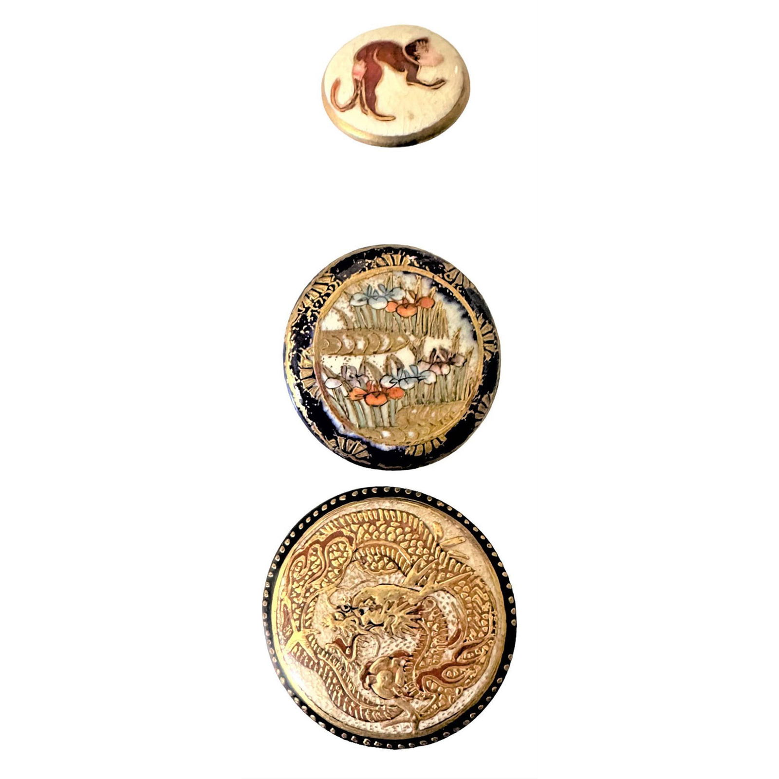 A Small Card of Japanese Satsuma Buttons (1 of 7)