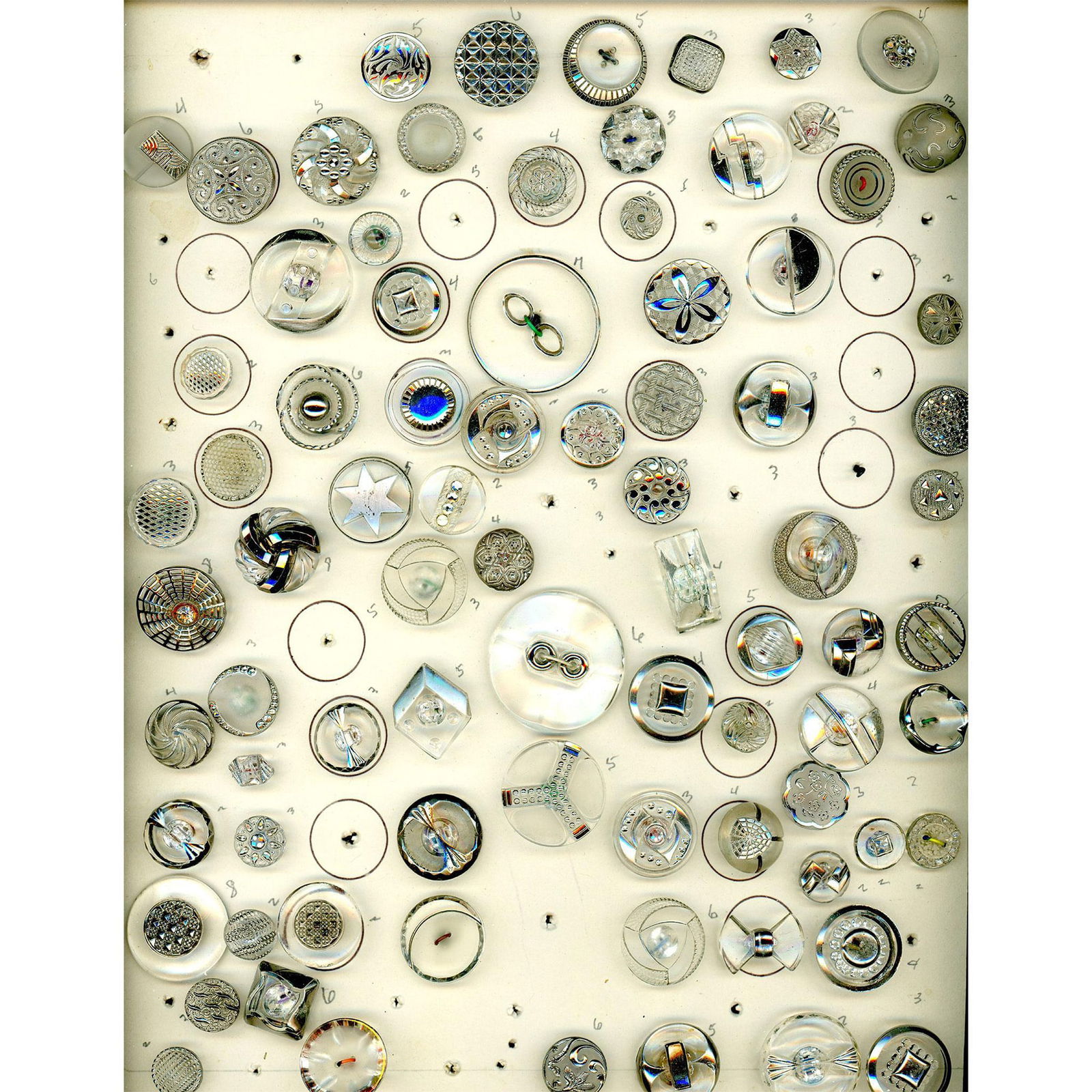 2 Cards of Mostly Division Three Clear Glass Buttons (1 of 5)