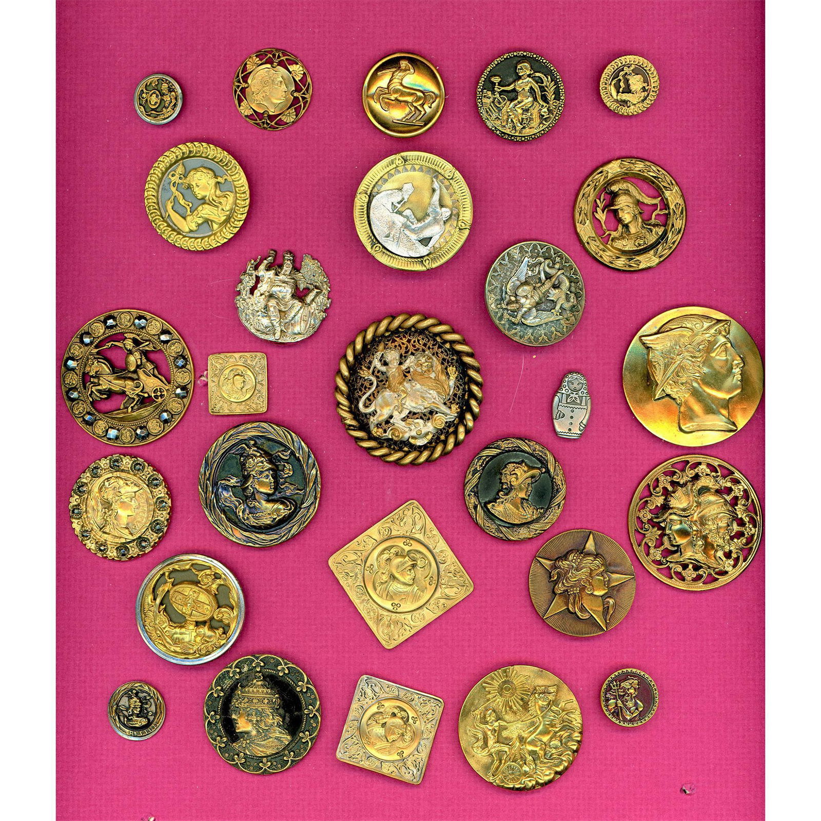 A Card of Division One Metal Picture Buttons (1 of 4)