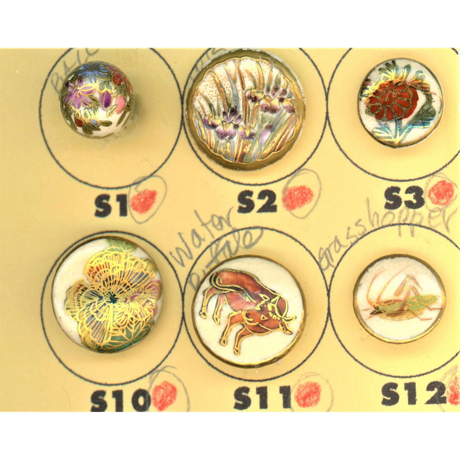 A Small Card of Division 1 & 3 Japanese Buttons (1 of 4)