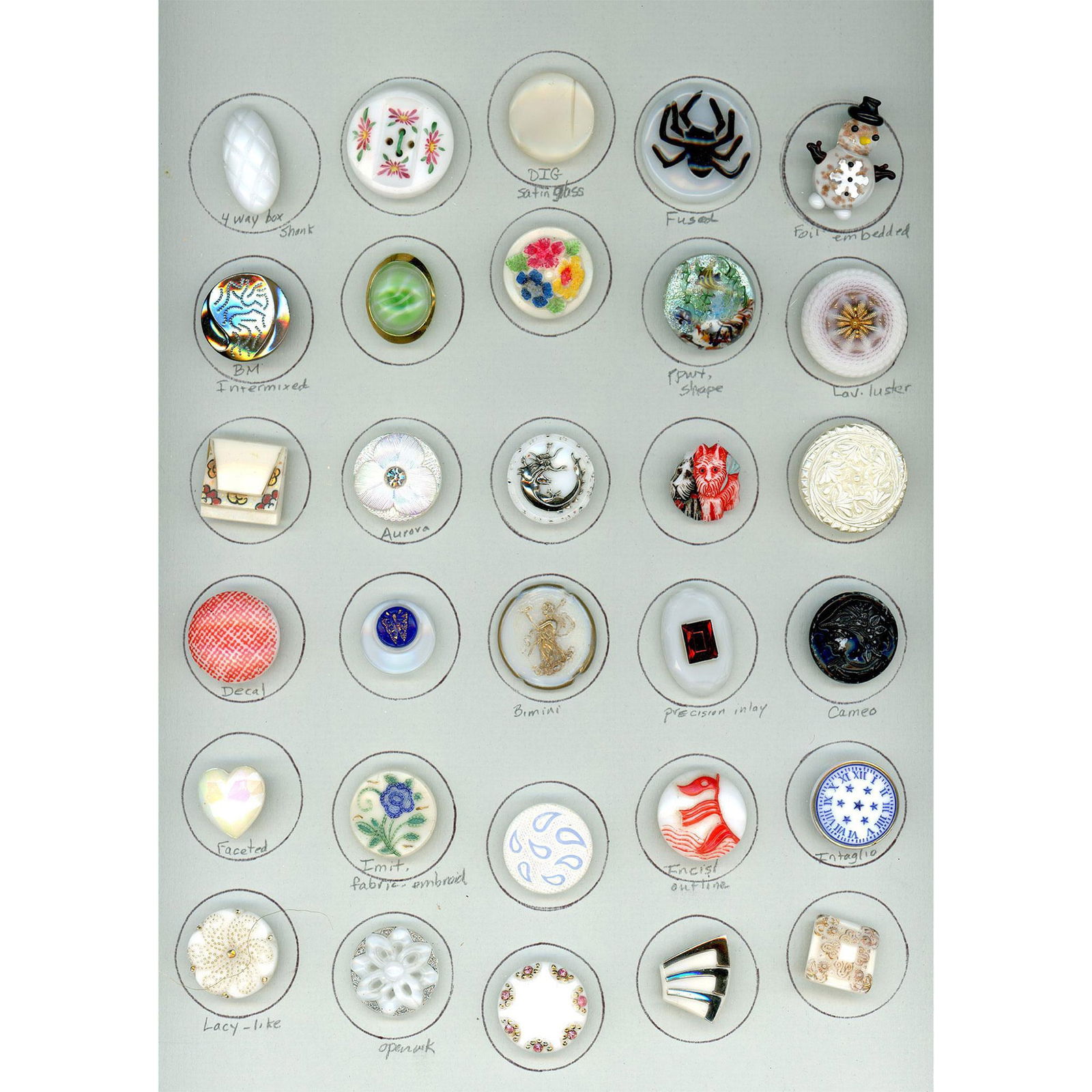 A Card of Division 3 Vintage & Modern Glass Buttons (1 of 4)