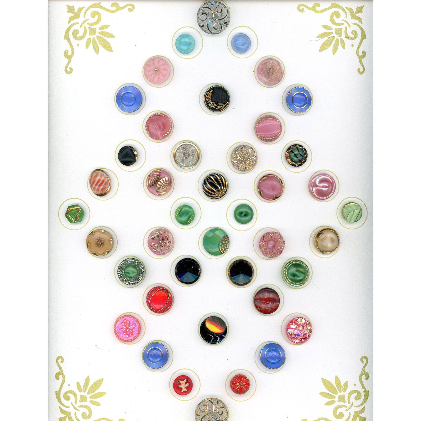 3 Cards of Division Three Assorted Glass Buttons (1 of 3)