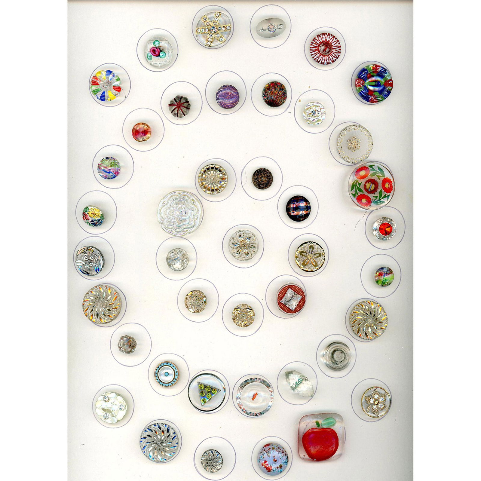 2 Cards Plus of Division Three Assorted Glass Buttons (1 of 3)