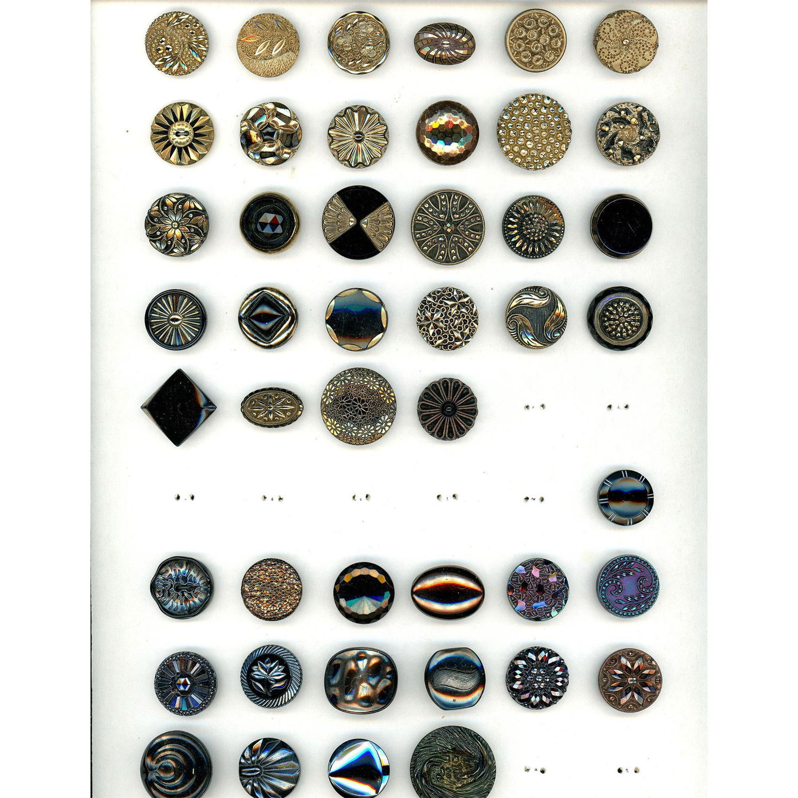 2 Cards of Mostly Division Three Black Glass Buttons (1 of 6)