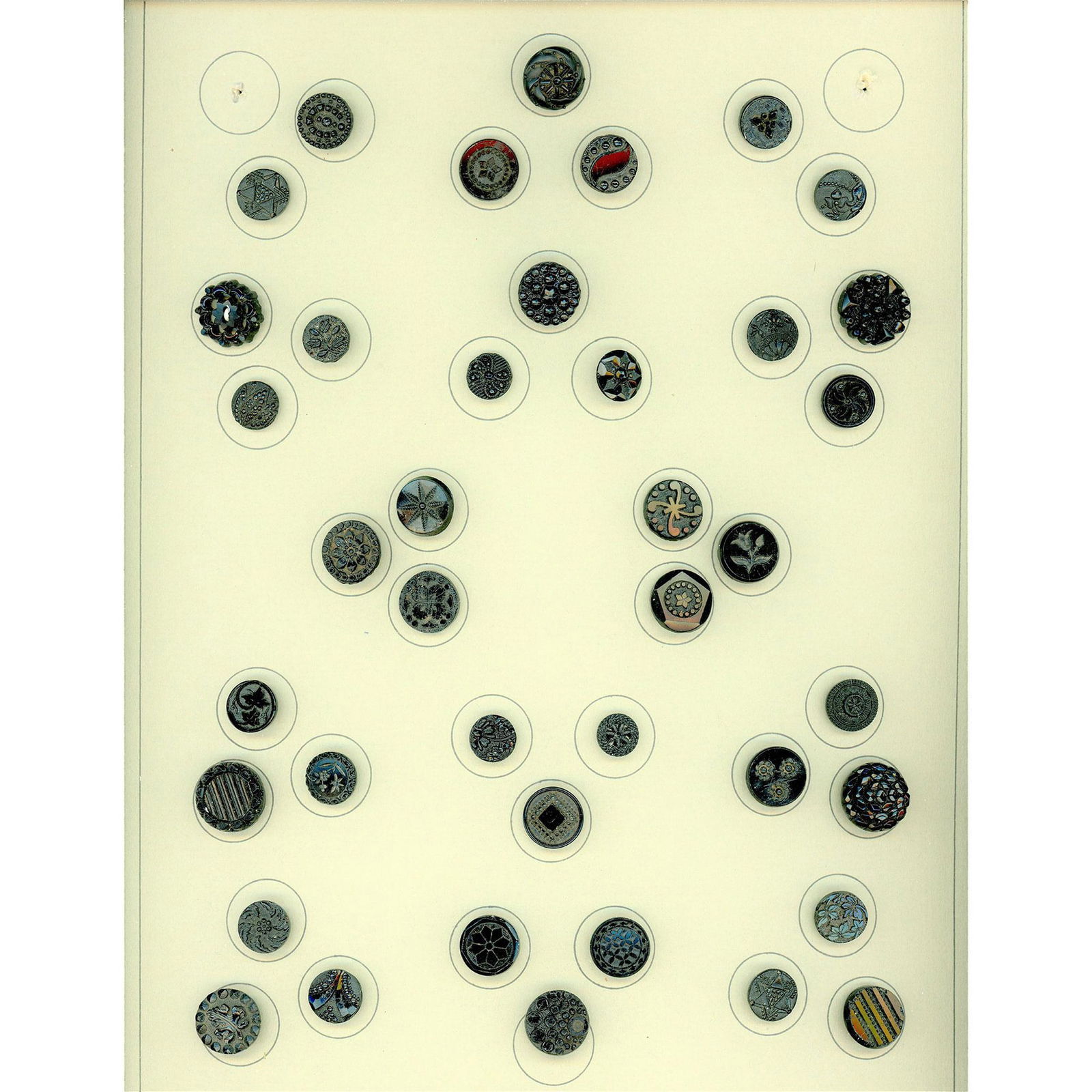 2 Cards of Division One & Three Black Glass Buttons (1 of 3)