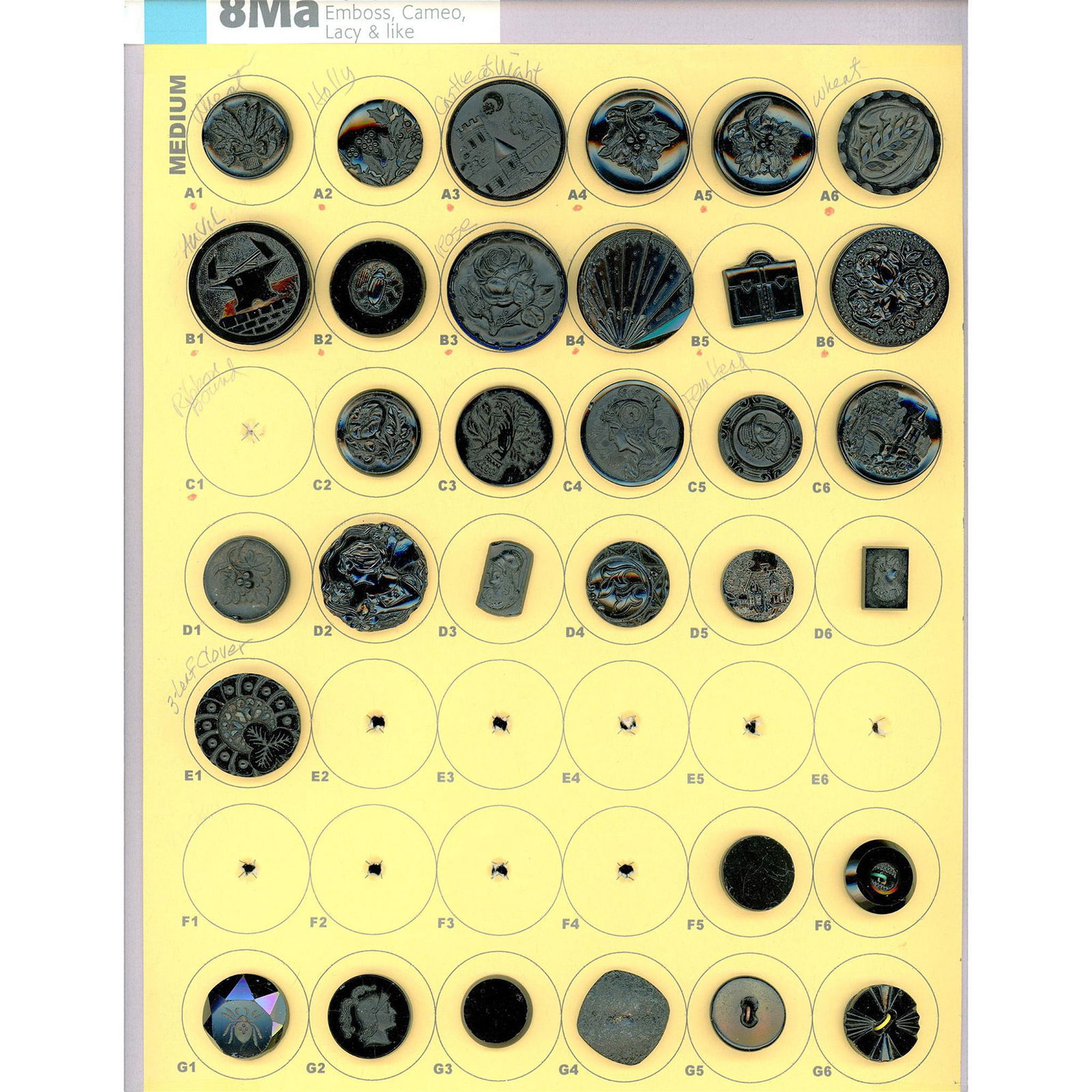 A Card of Division One Black Glass Buttons (1 of 4)