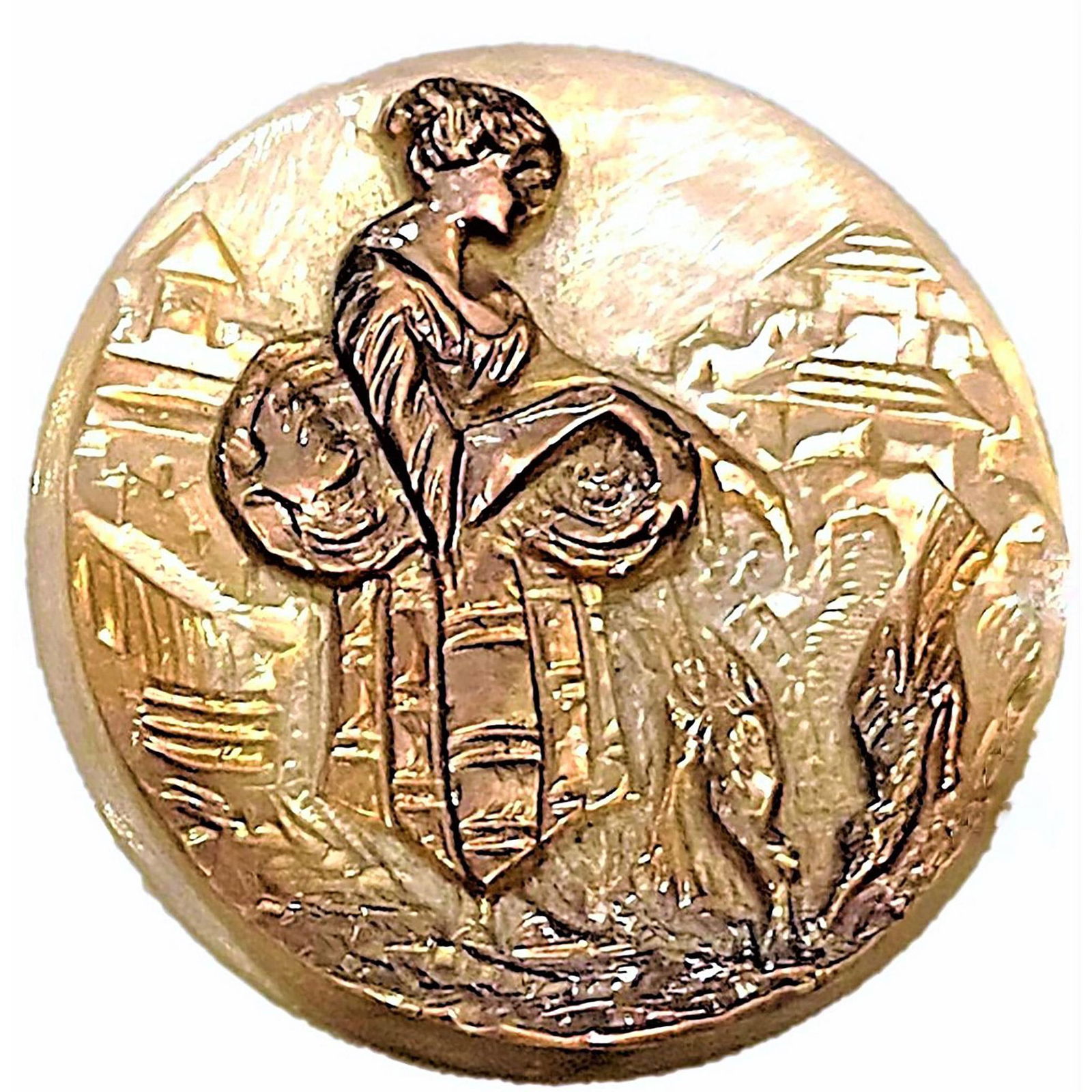 A Division One Pictorial Pearl Button: 1 Large 19th century carved and shaded pearl figural button. This button is from the collection of the late Shirley Case wrote the NBS pearl classification guide book. Shell was her number one favorit