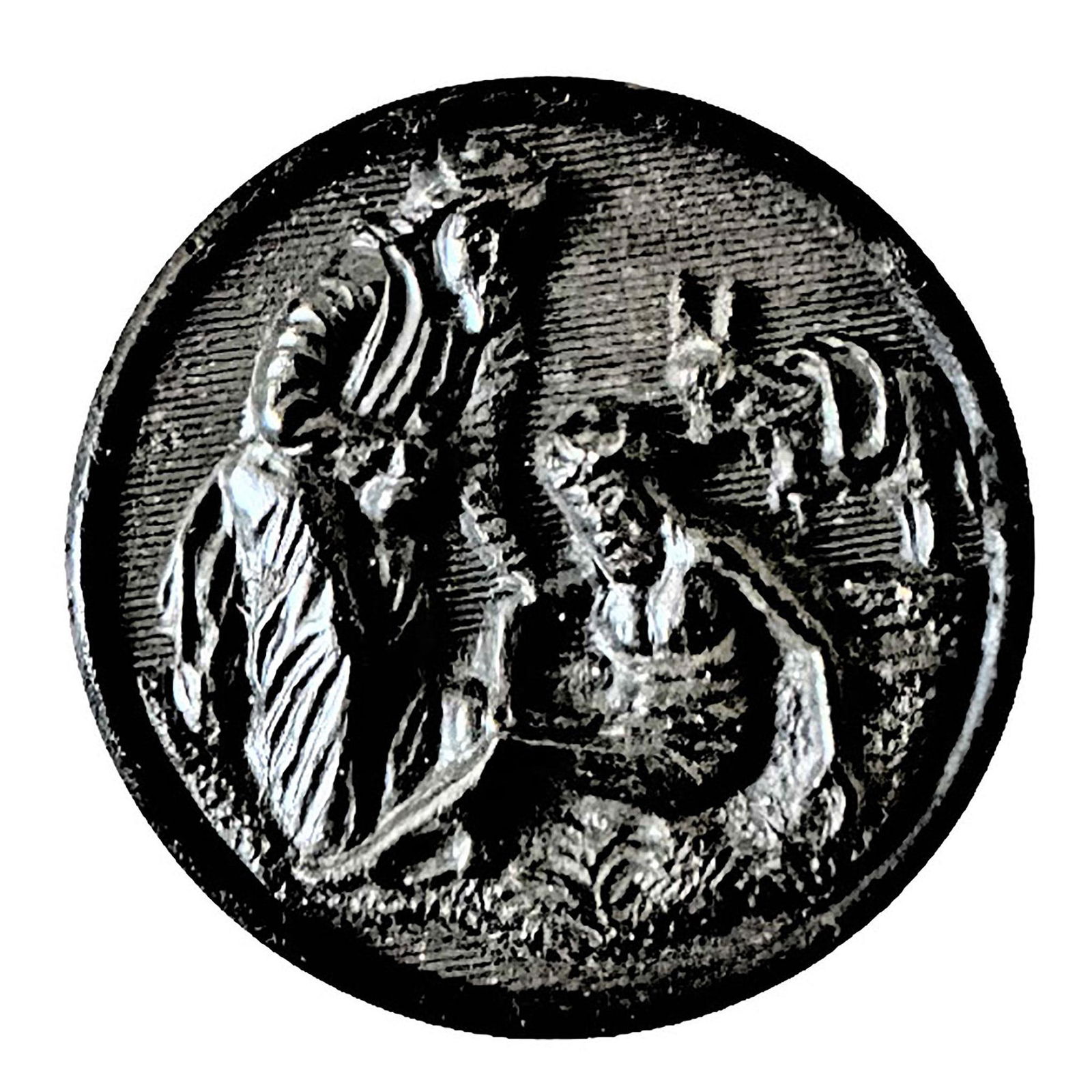 A Division One Scarce Black Dyed Horn Button (1 of 2)