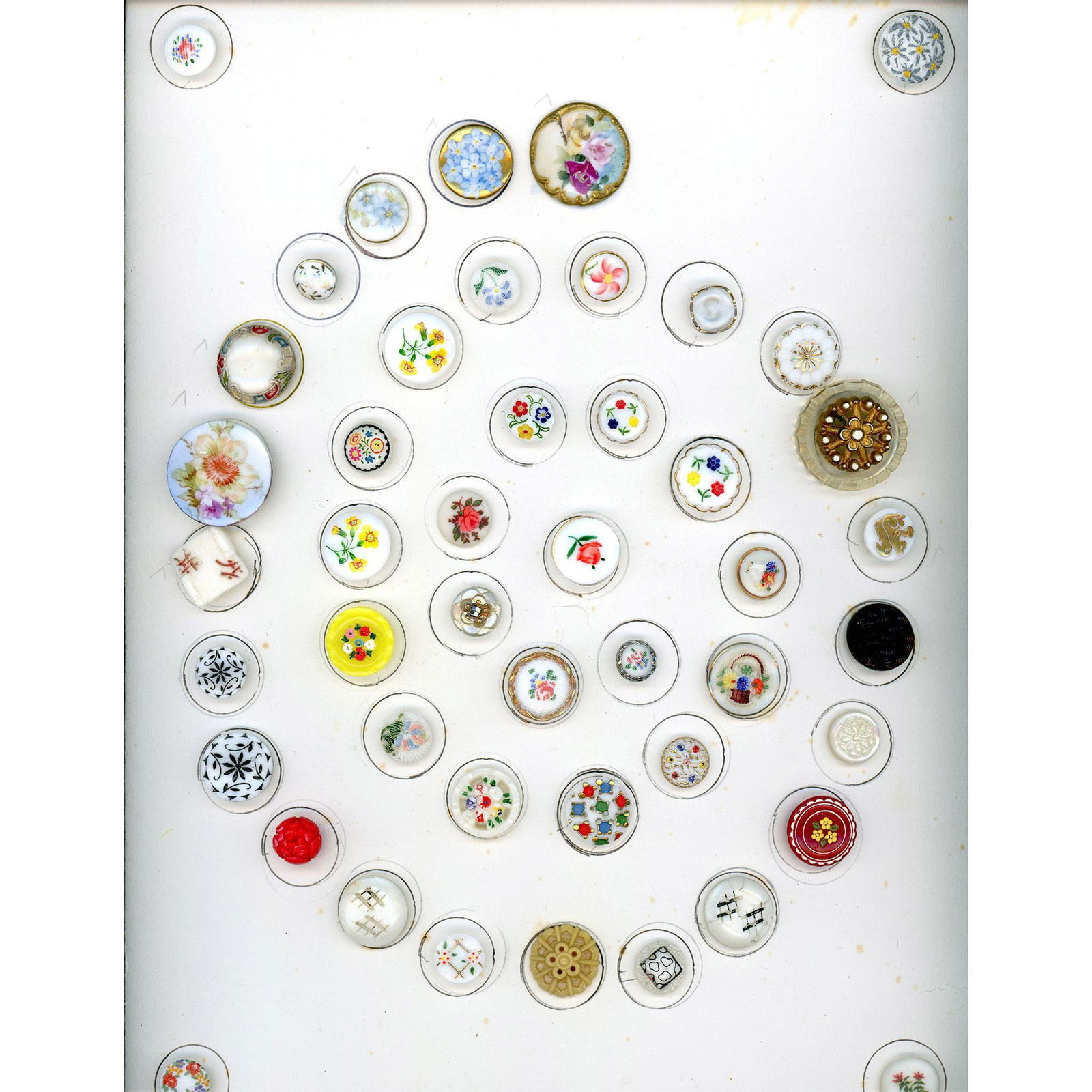 6 Cards of Division 1 & 3 Assorted Glass Buttons (1 of 6)