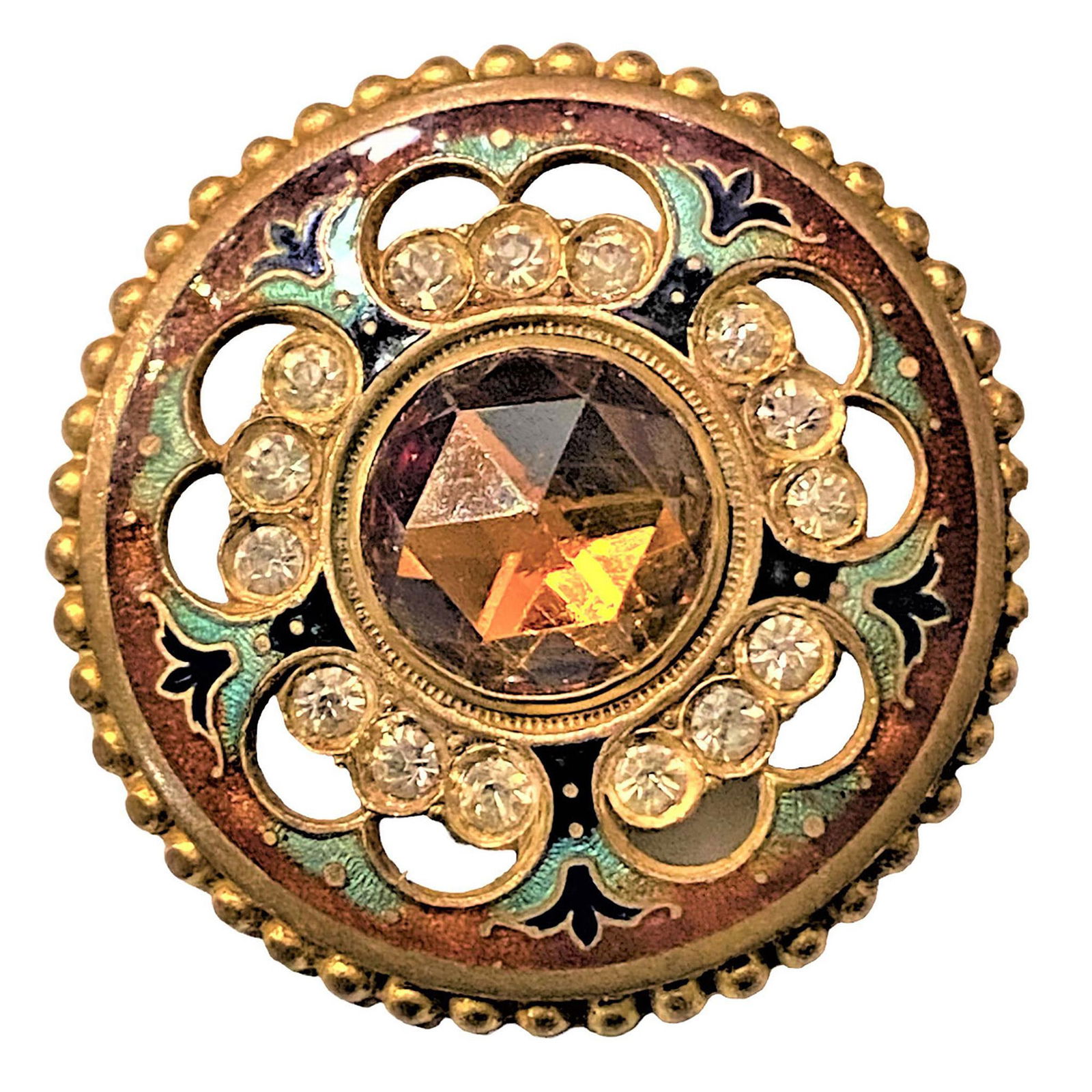 A Division One Glass In Metal Gay 90 Large Jewel Button (1 of 2)