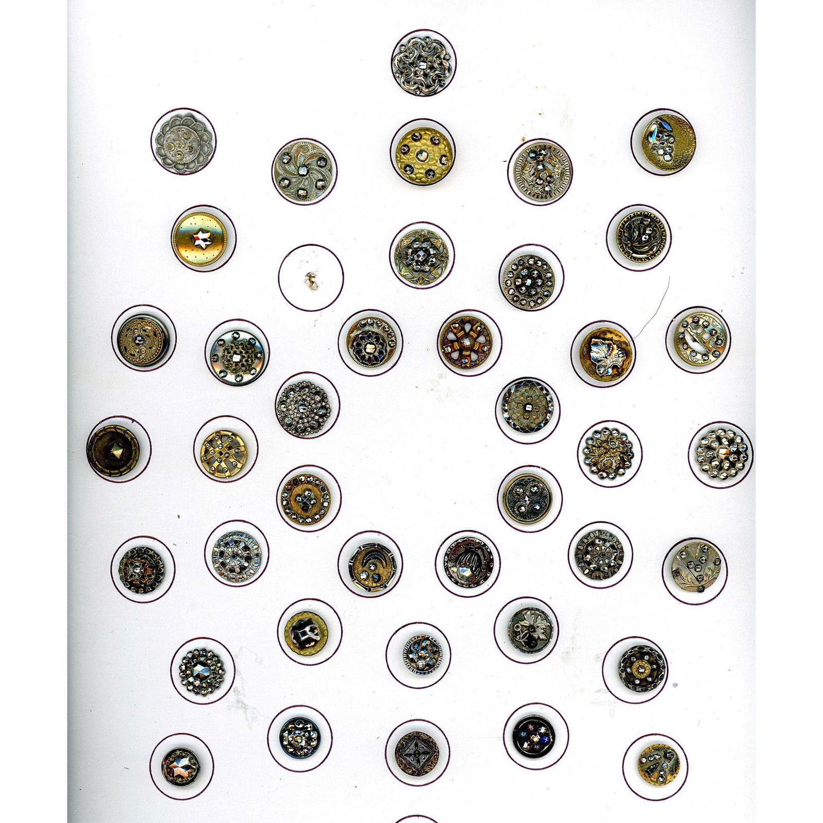 2 Cards of Division One Metal Buttons Incl. Steel Cups. (1 of 2)