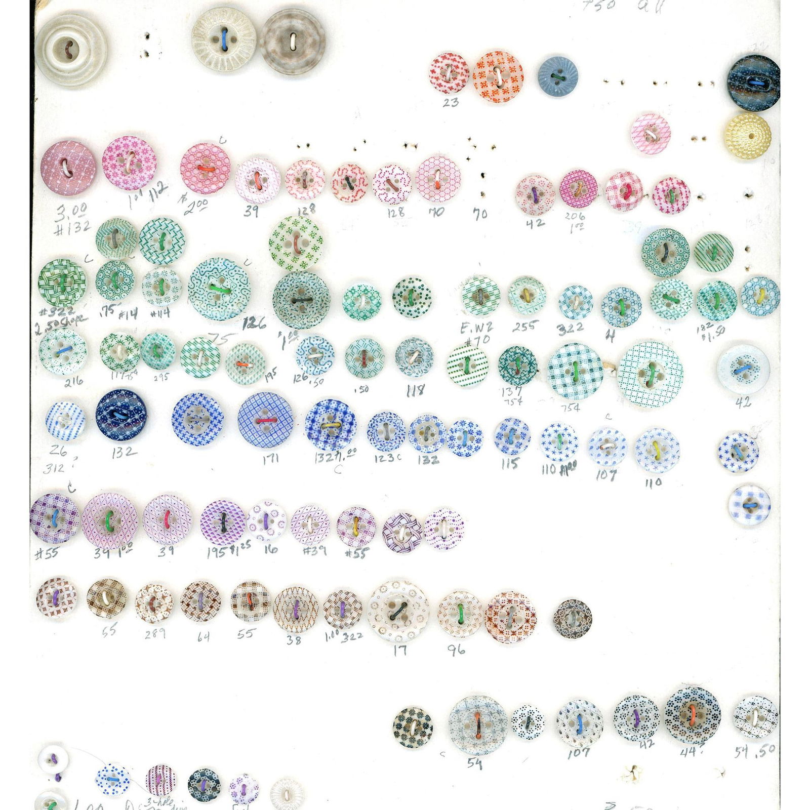 4 Plus Cards of Assorted China Buttons Including Calico (1 of 7)
