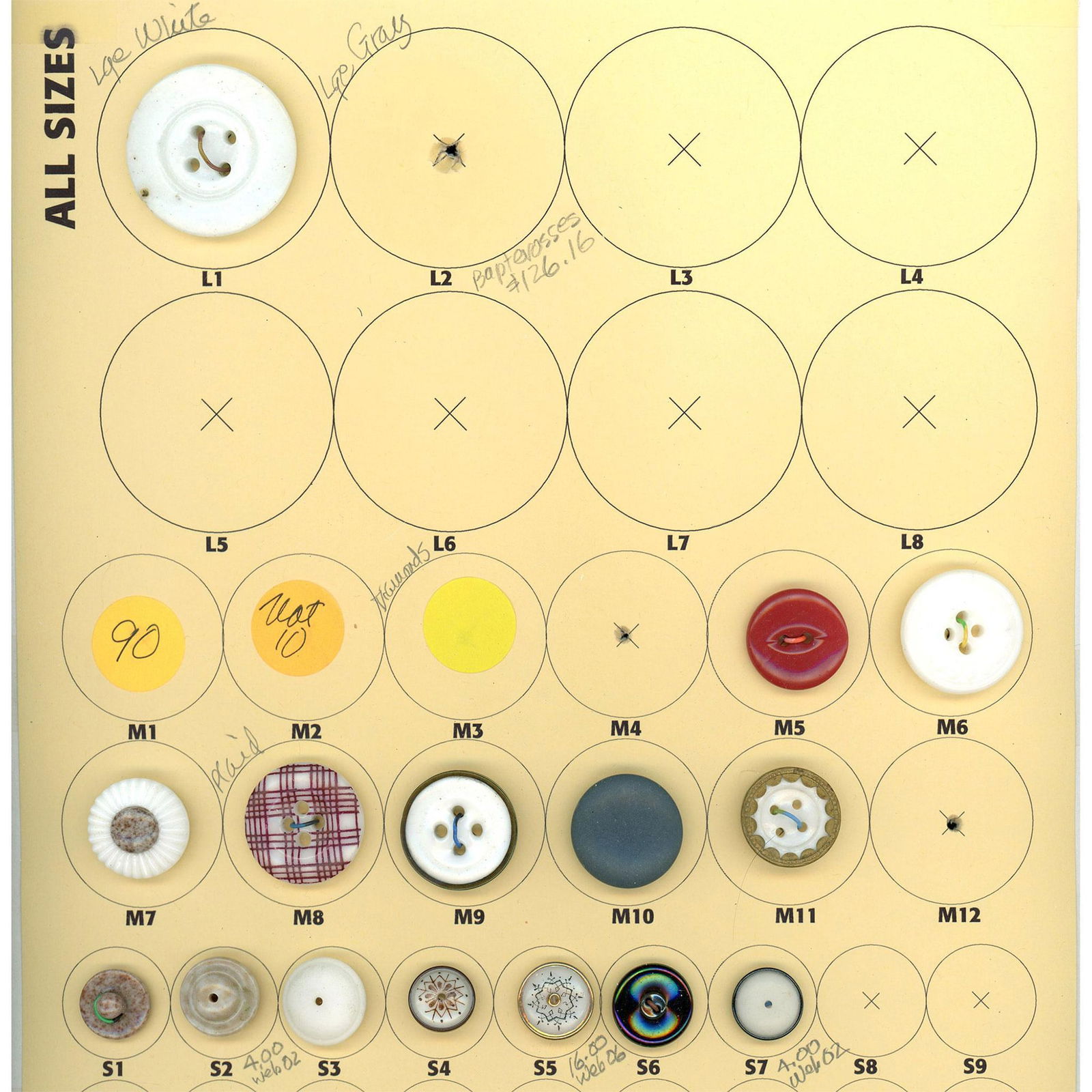 A Partial Card of Assorted Division One China Buttons (1 of 3)