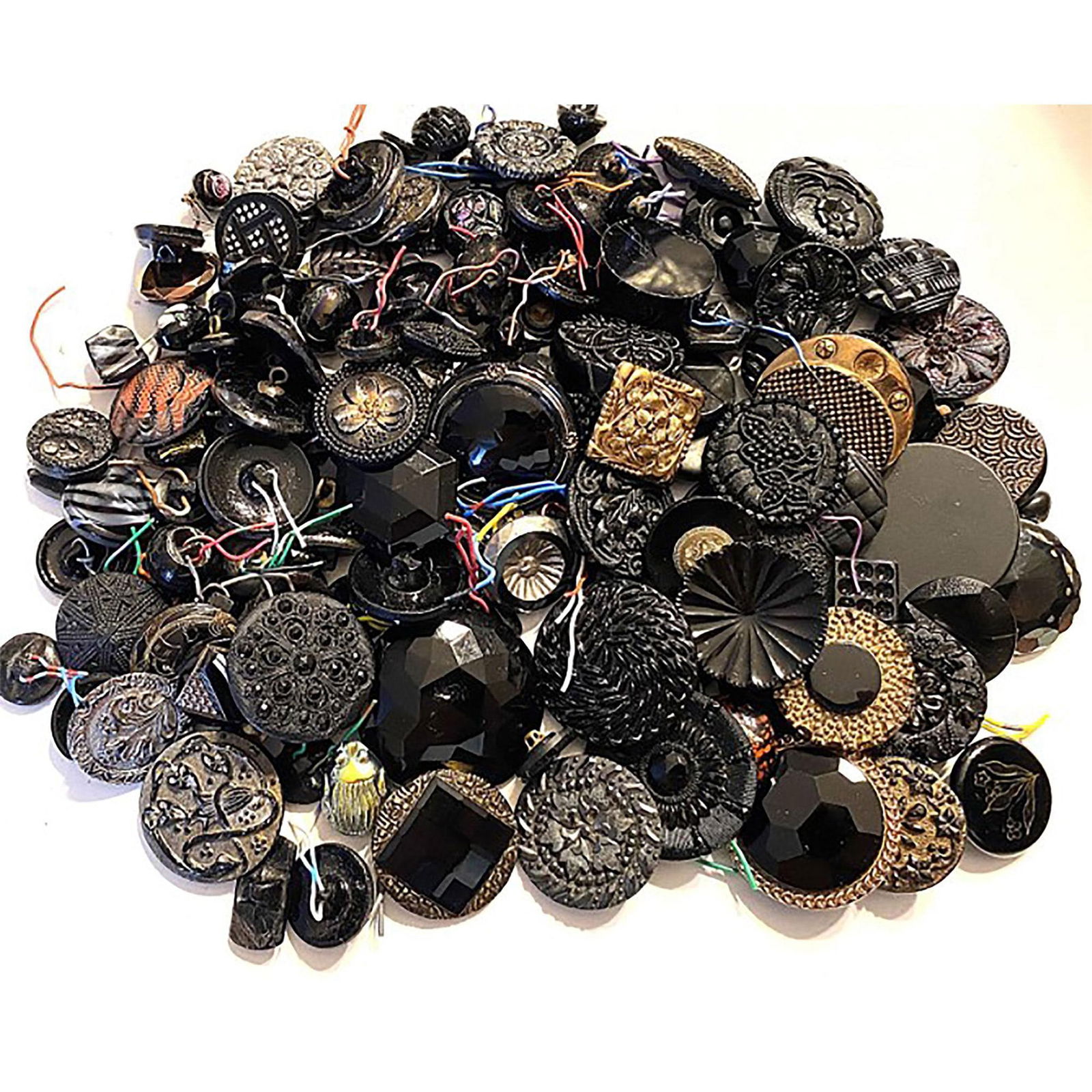 Another Bag Lot of Black Glass Buttons (1 of 5)