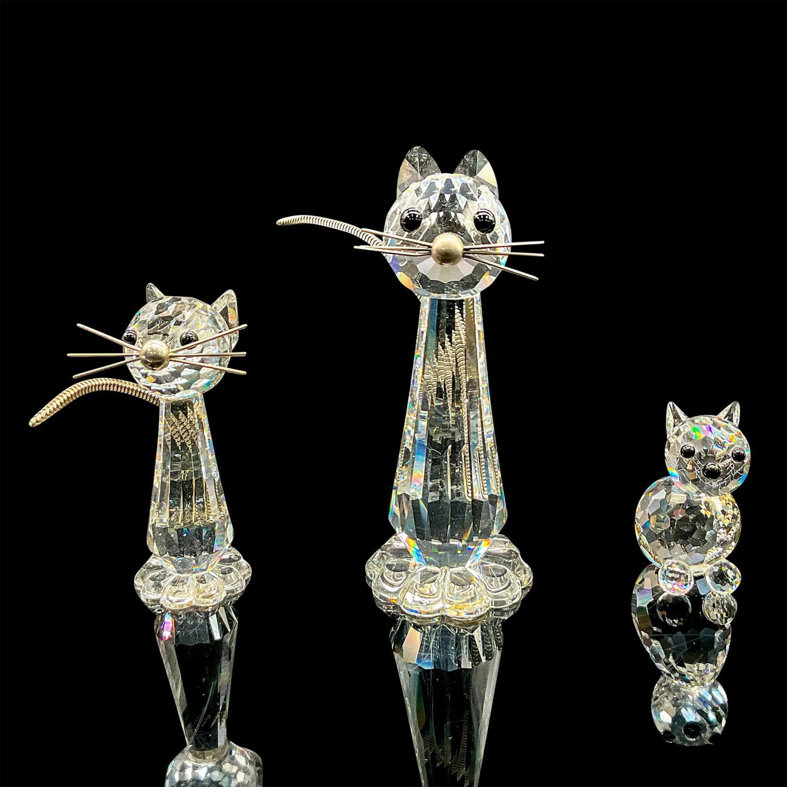 3pc Swarovski Crystal Figurines, Cats (1 of 3)