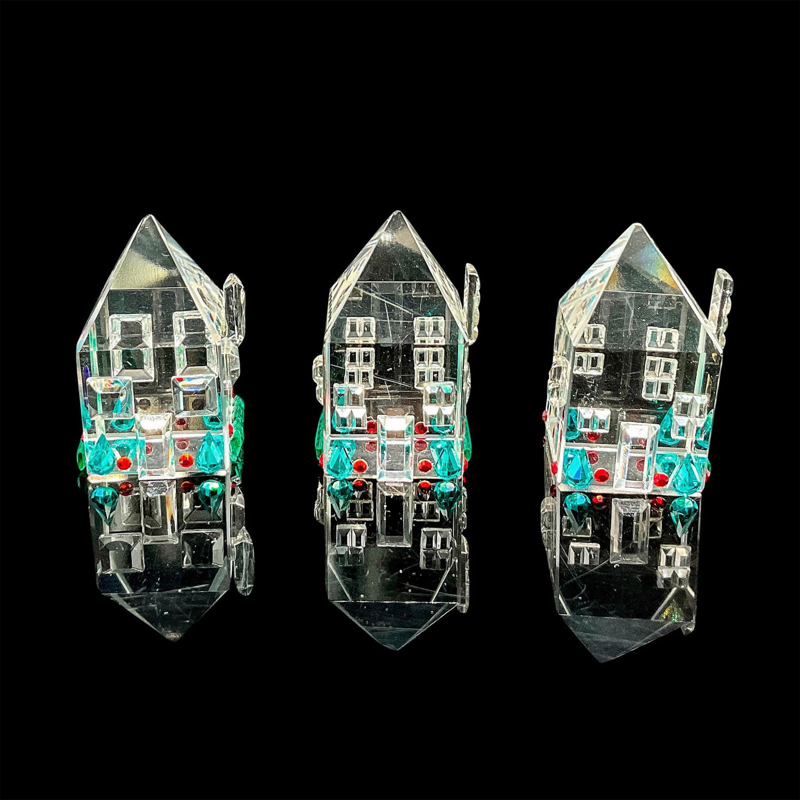 3pc Crystal Figurines, Houses (1 of 3)