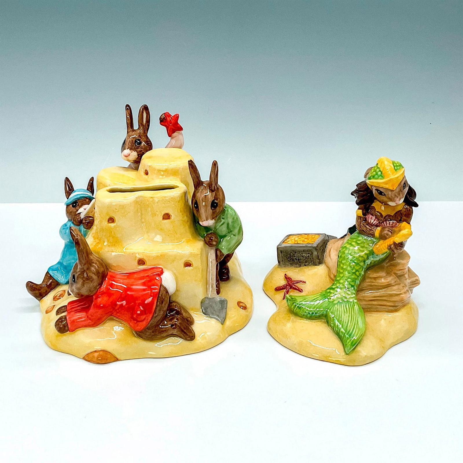 2pc Royal Doulton Bunnykins, Seaside Beach Grouping (1 of 3)