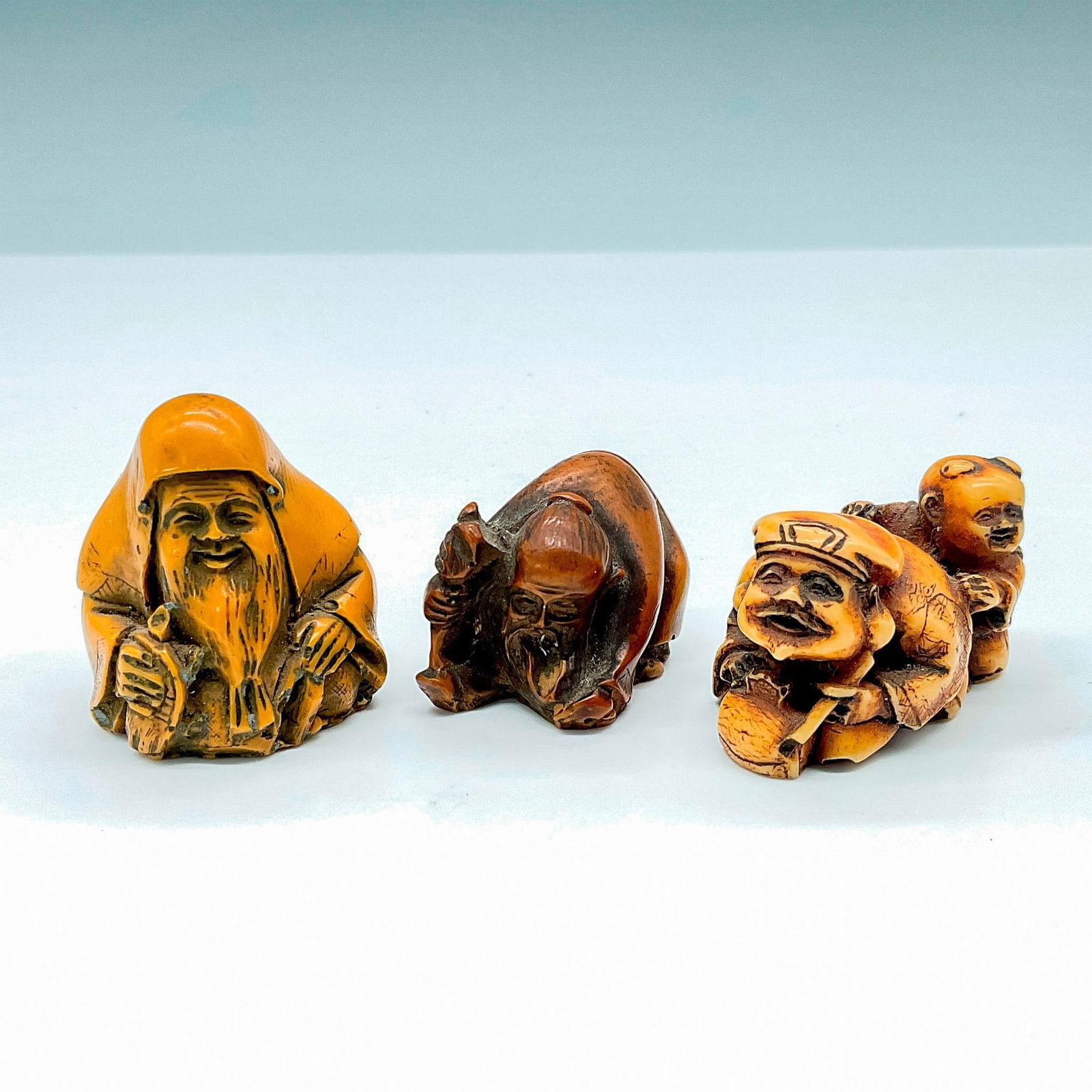 3pc Netsuke Style Carvings/Figurines (1 of 3)