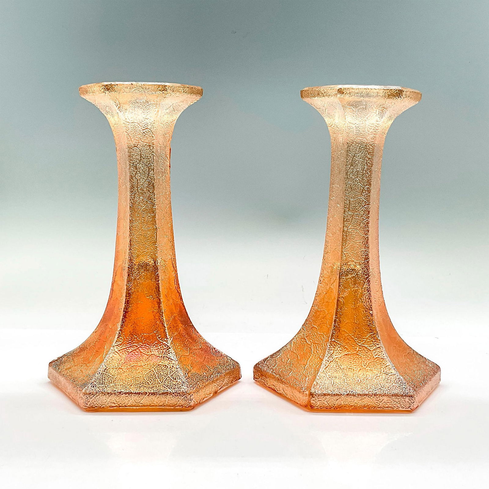 2pc Vintage Lustreware Glass Candlesticks (1 of 3)