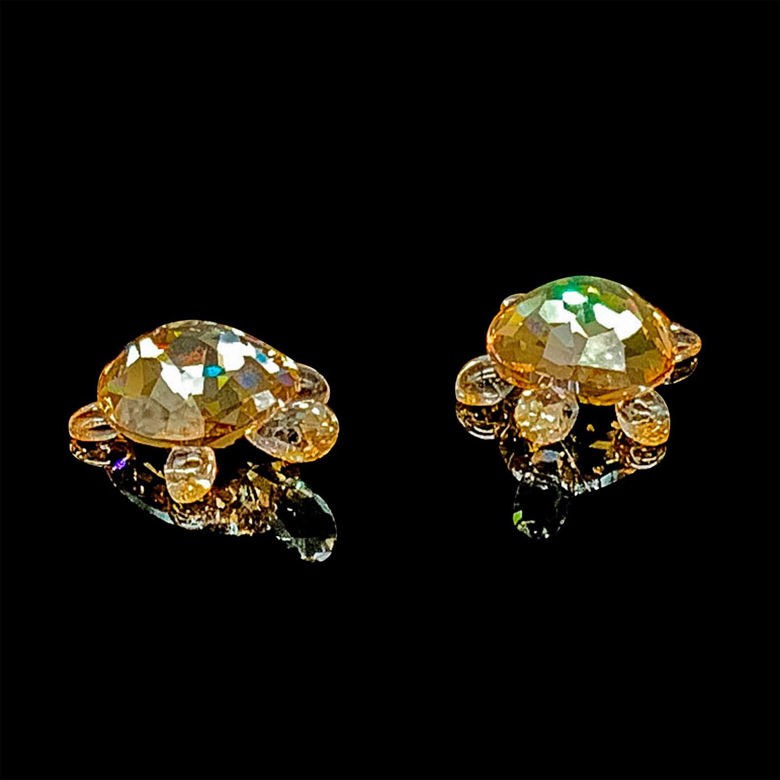 Swarovski Crystal Figurines, Two Colored Baby Tortoises (1 of 4)