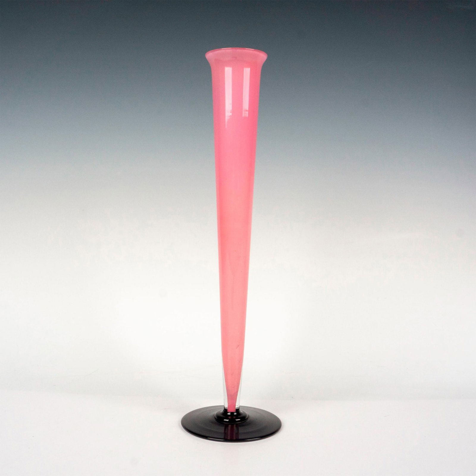 Vintage Czech Cased Glass Vase, Pink with Black Base (1 of 2)