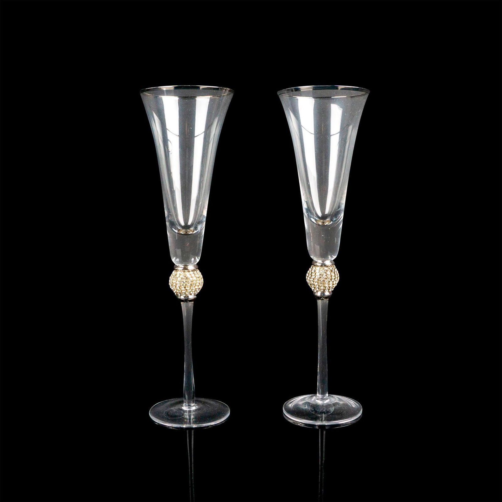 2pc Rhinestone Studded Champagne Glasses (1 of 2)